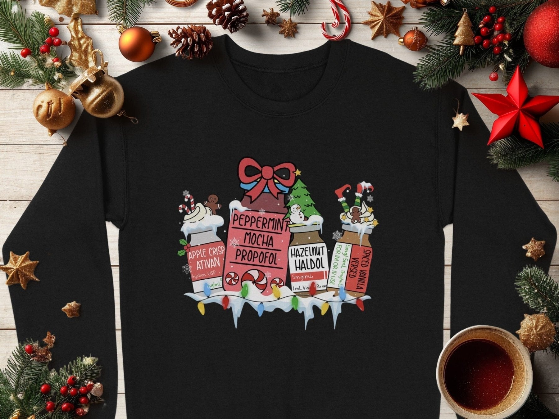Peppermint Mocha Propofol Christmas Sweatshirt - Pharmacy Apparel for Pharmacists, Techs & Students