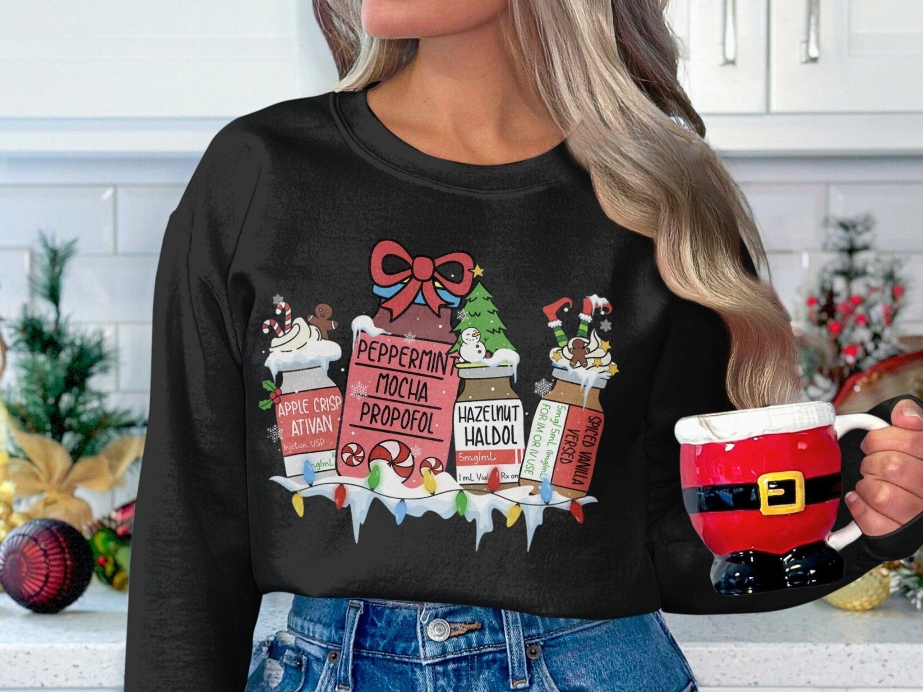 Peppermint Mocha Propofol Christmas Sweatshirt - Pharmacy Apparel for Pharmacists, Techs & Students