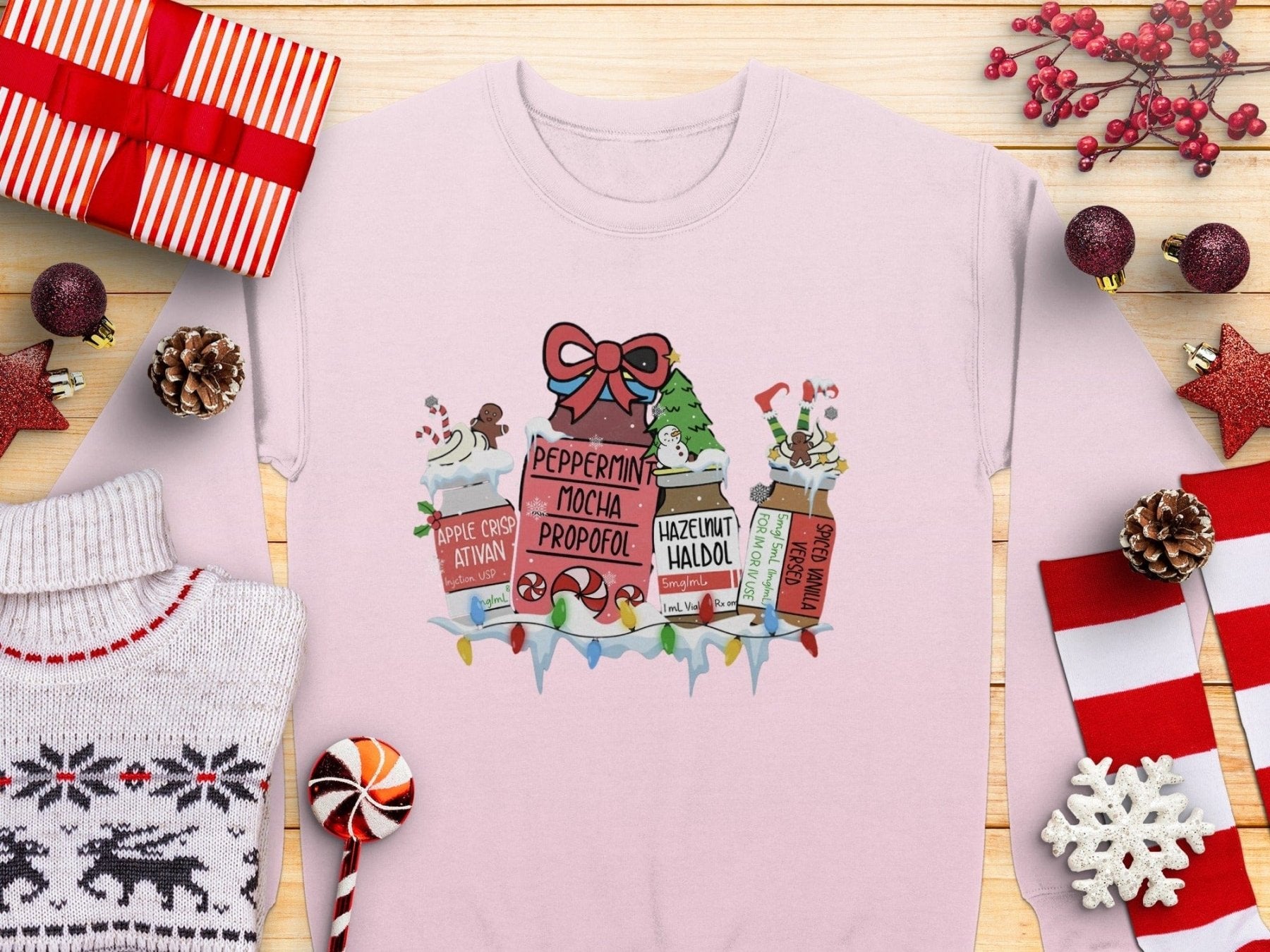 Peppermint Mocha Propofol Christmas Sweatshirt - Pharmacy Apparel for Pharmacists, Techs & Students
