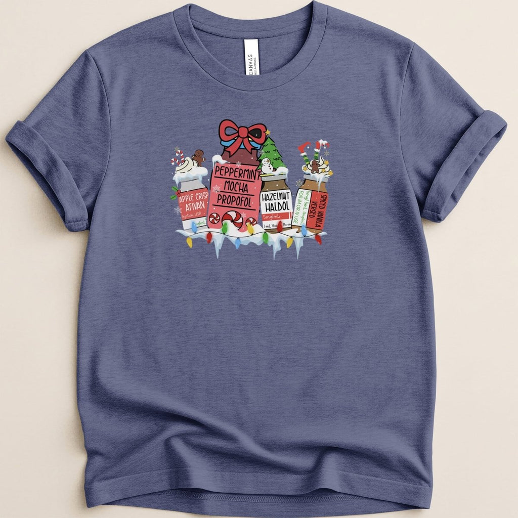 Peppermint Mocha Propofol Pharmacist Christmas Tee - Adverse Reactions