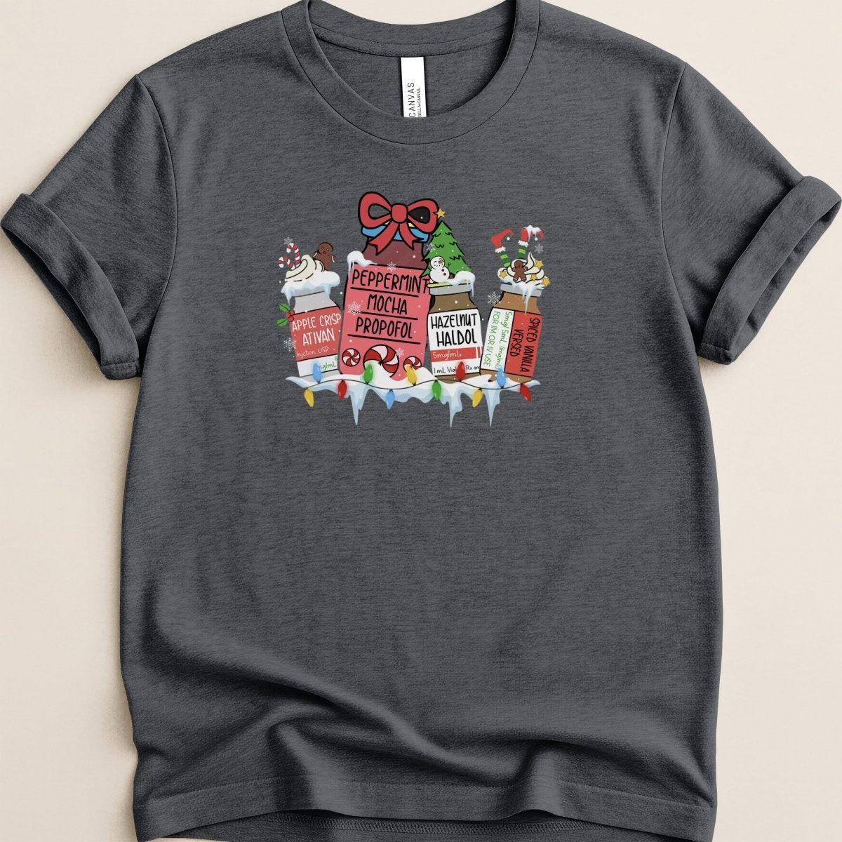 Peppermint Mocha Propofol Pharmacist Christmas Tee - Adverse Reactions