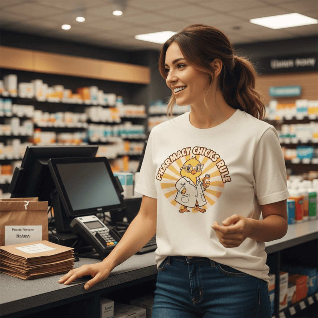 Pharmacy Chicks Rule Tee - Adverse Reactions - Pharmacy Apparel for Pharmacists, Techs & Students