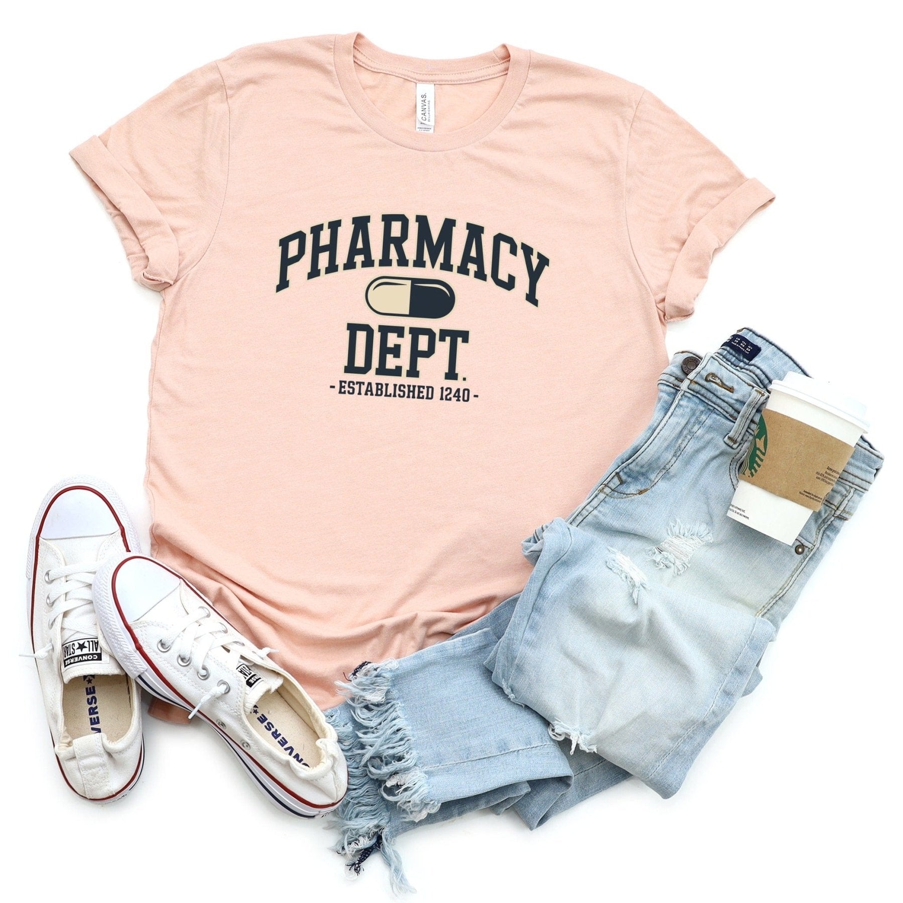 Pharmacy Dept Established 1240 College Style Tee - Adverse Reactions
