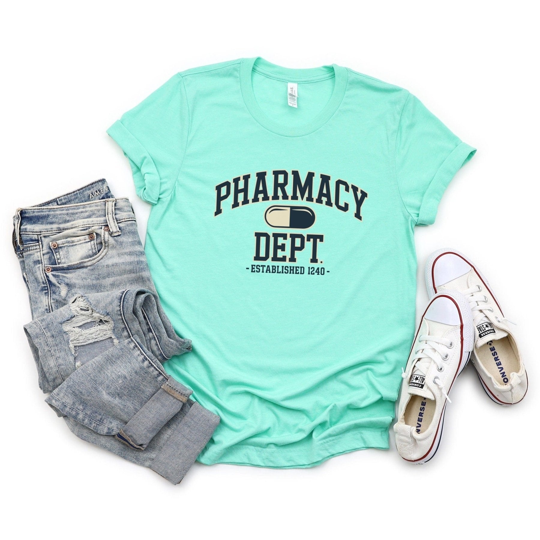 Pharmacy Dept Established 1240 College Style Tee - Adverse Reactions
