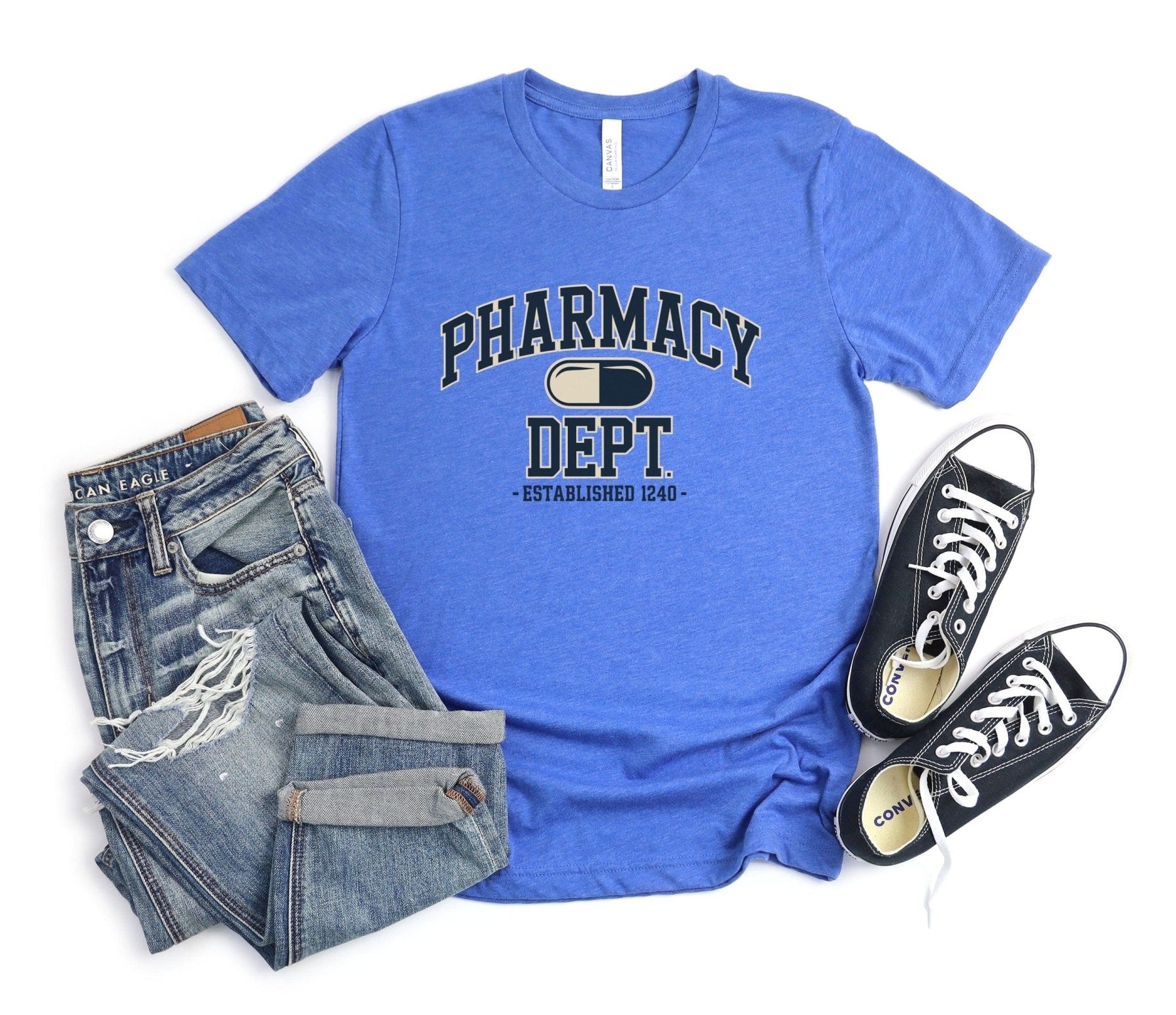 Pharmacy Dept Established 1240 College Style Tee - Adverse Reactions