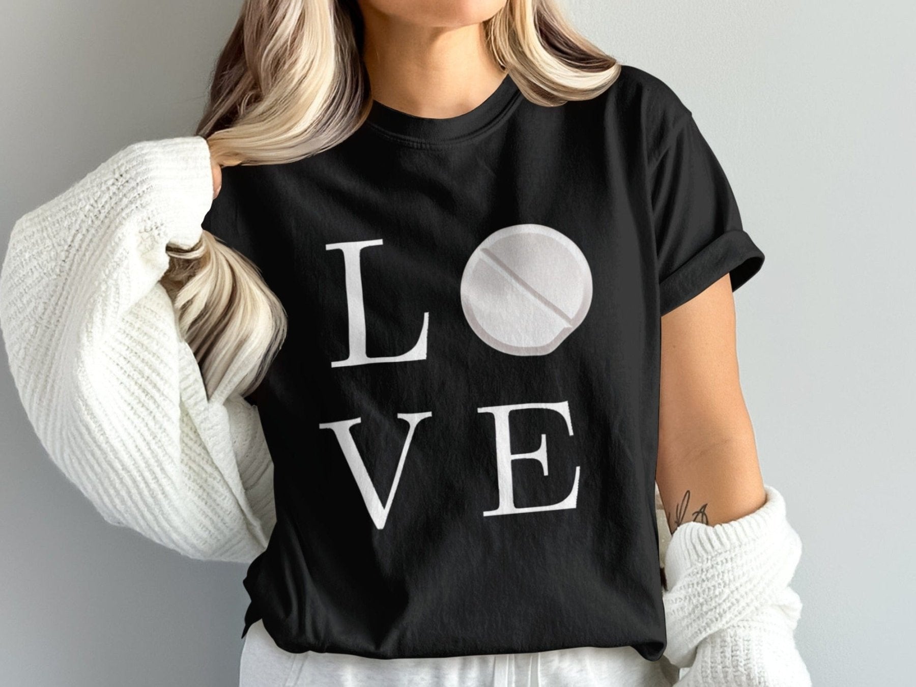 Pharmacy Love Pill Tee - Adverse Reactions - Pharmacy Apparel for Pharmacists, Techs & Students