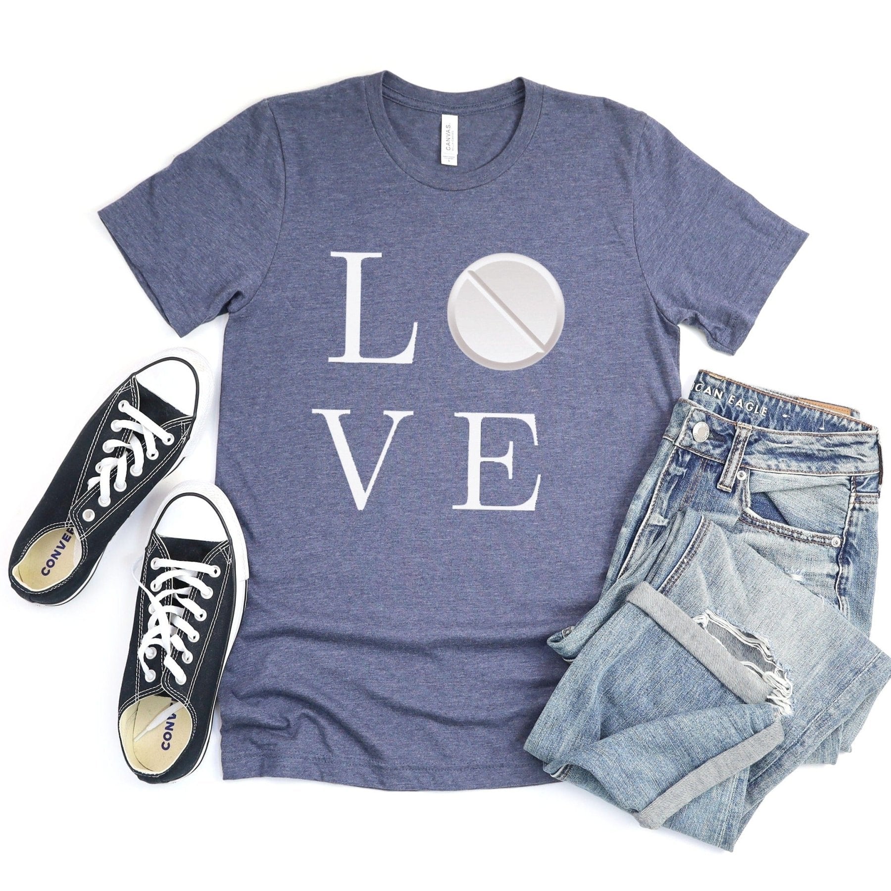 Pharmacy Love Pill Tee - Adverse Reactions - Pharmacy Apparel for Pharmacists, Techs & Students