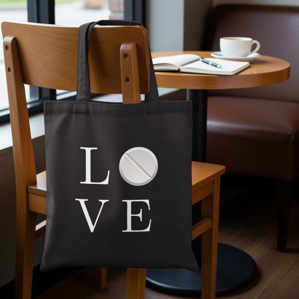 Pharmacy Love Pill Tote Bag - Adverse Reactions - Pharmacy Apparel for Pharmacists, Techs & Students