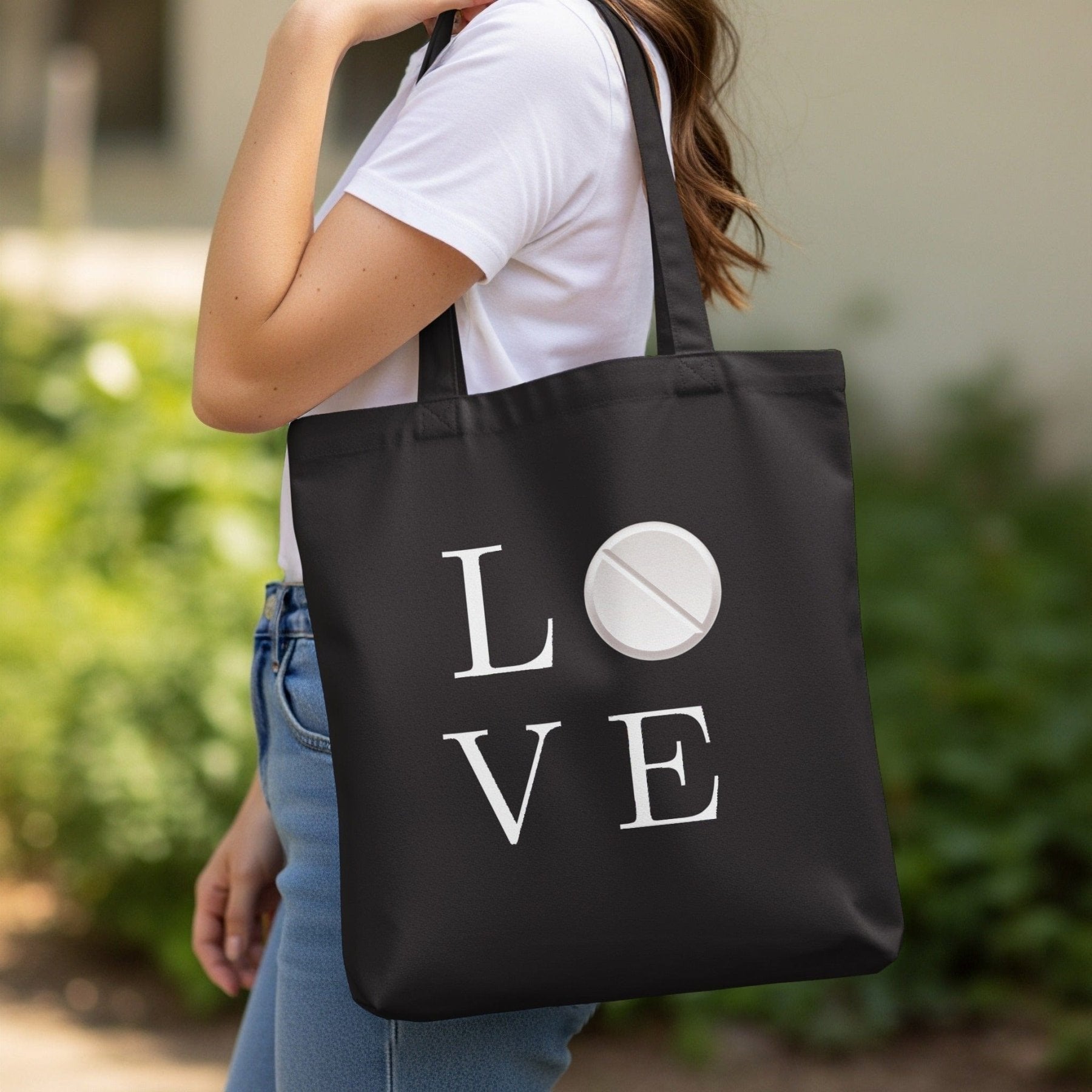Pharmacy Love Pill Tote Bag - Adverse Reactions - Pharmacy Apparel for Pharmacists, Techs & Students