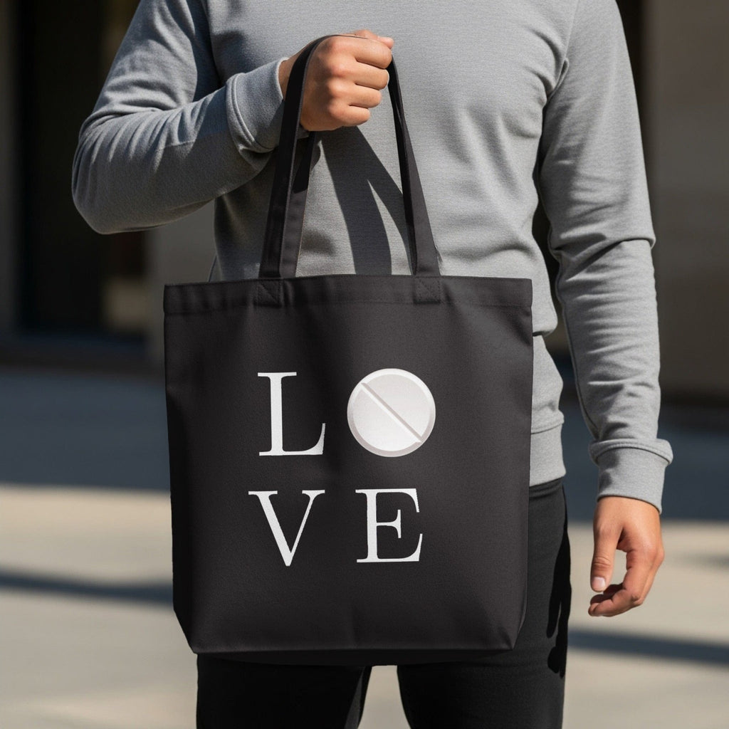 Pharmacy Love Pill Tote Bag - Adverse Reactions - Pharmacy Apparel for Pharmacists, Techs & Students