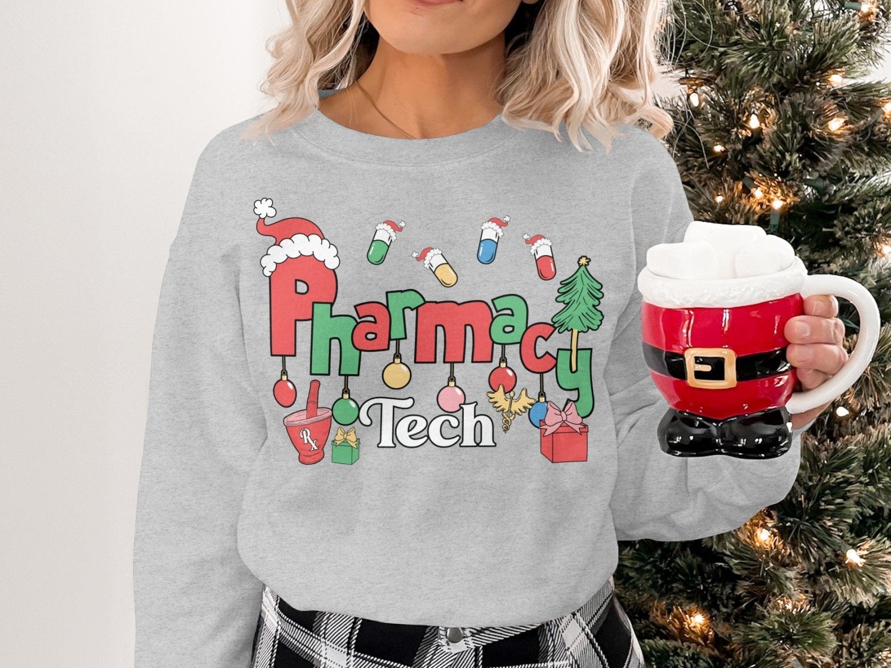Pharmacy Tech Christmas Sweatshirt - Adverse Reactions - Pharmacy Apparel for Pharmacists, Techs & Students