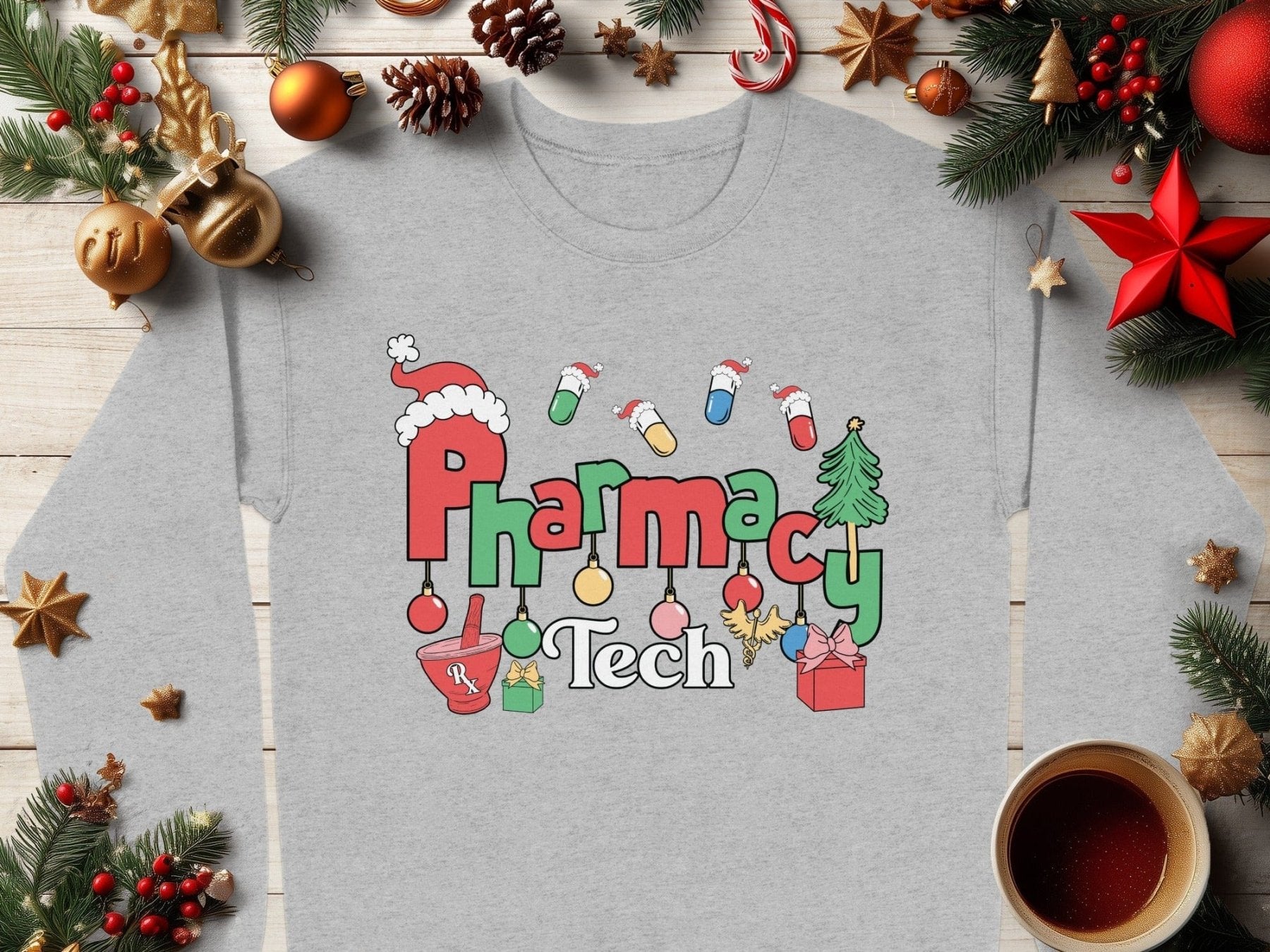 Pharmacy Tech Christmas Sweatshirt - Adverse Reactions - Pharmacy Apparel for Pharmacists, Techs & Students