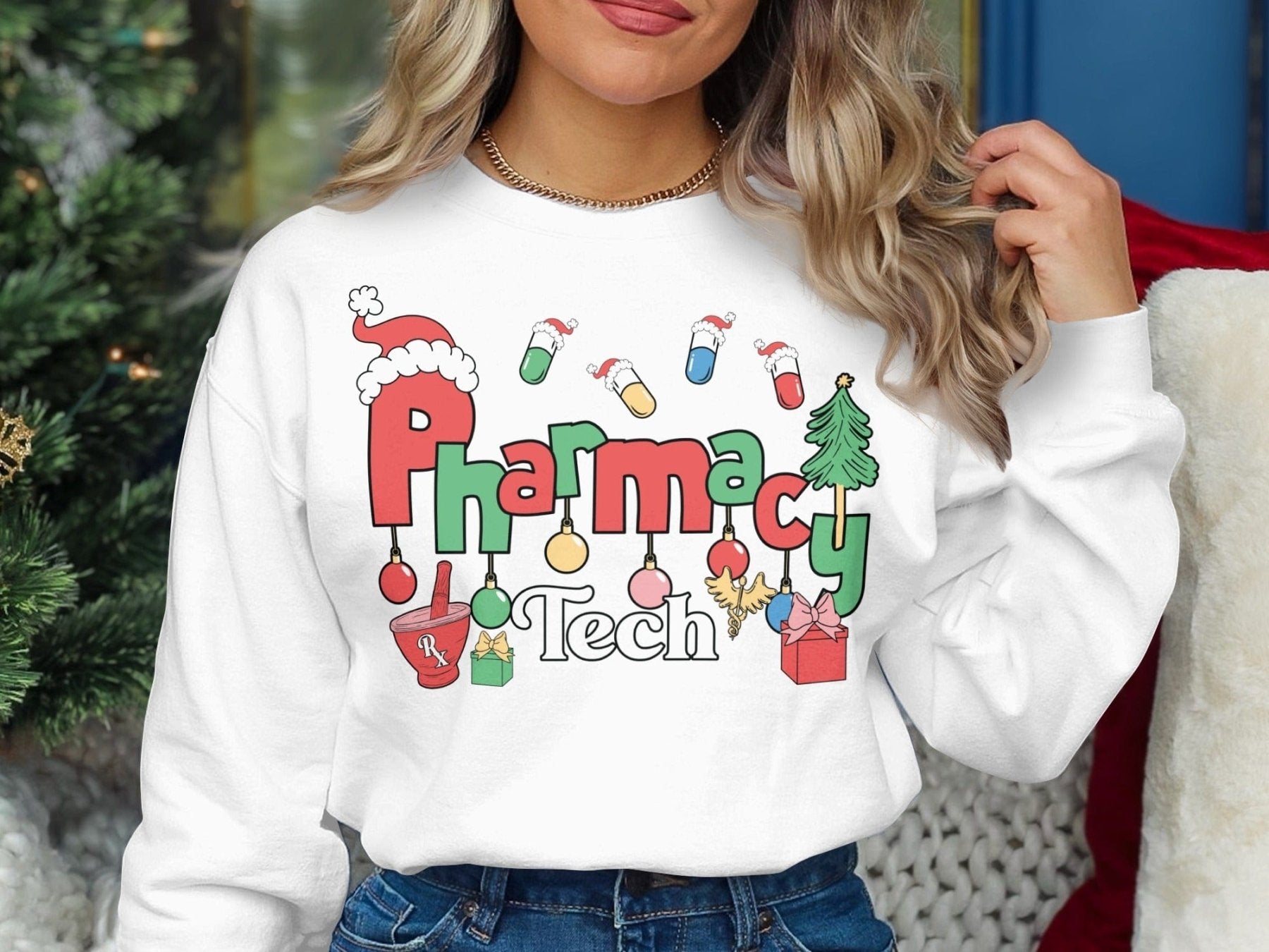 Pharmacy Tech Christmas Sweatshirt - Adverse Reactions - Pharmacy Apparel for Pharmacists, Techs & Students