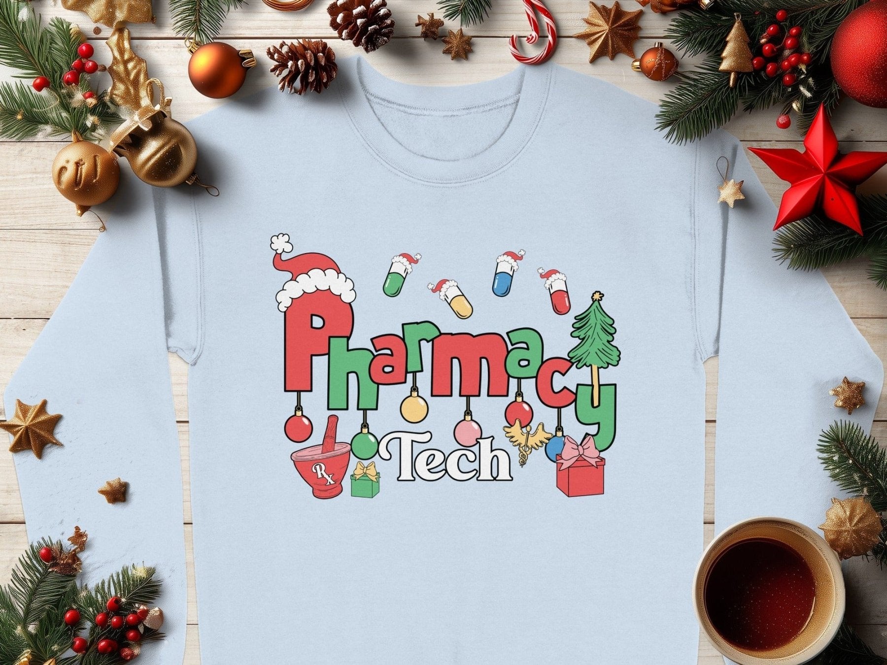 Pharmacy Tech Christmas Sweatshirt - Adverse Reactions - Pharmacy Apparel for Pharmacists, Techs & Students