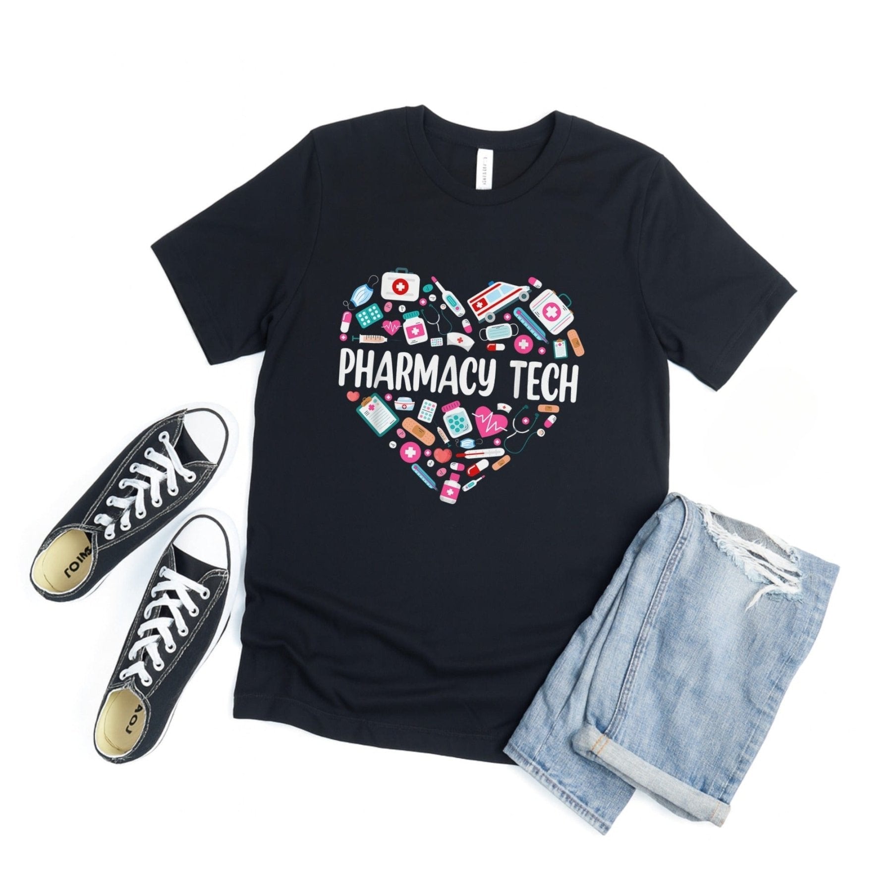 Pharmacy Tech Heart Tee - Adverse Reactions - Pharmacy Apparel for Pharmacists, Techs & Students