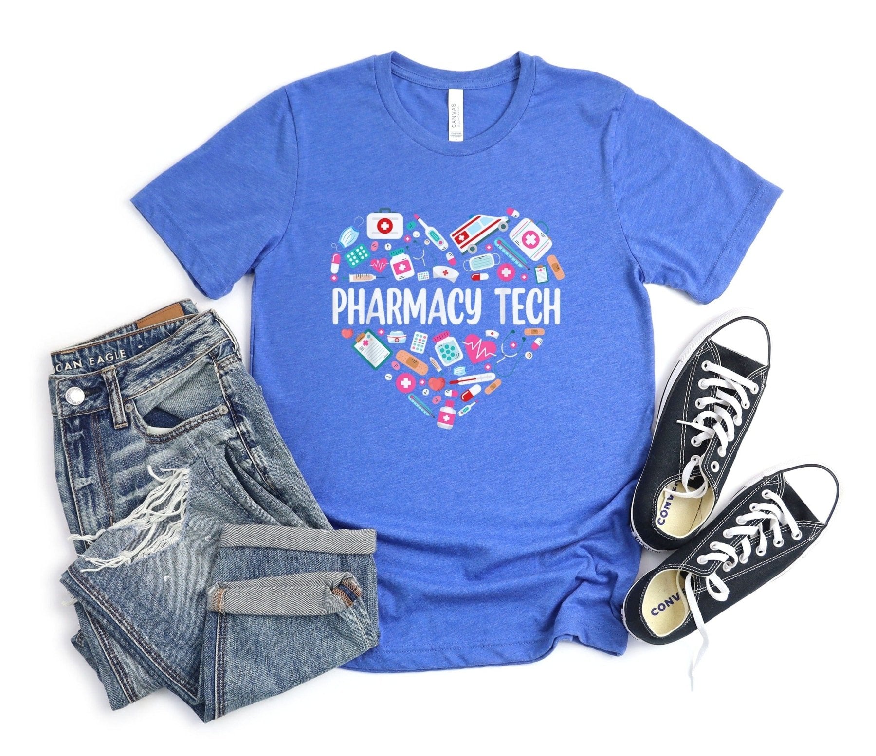 Pharmacy Tech Heart Tee - Adverse Reactions - Pharmacy Apparel for Pharmacists, Techs & Students