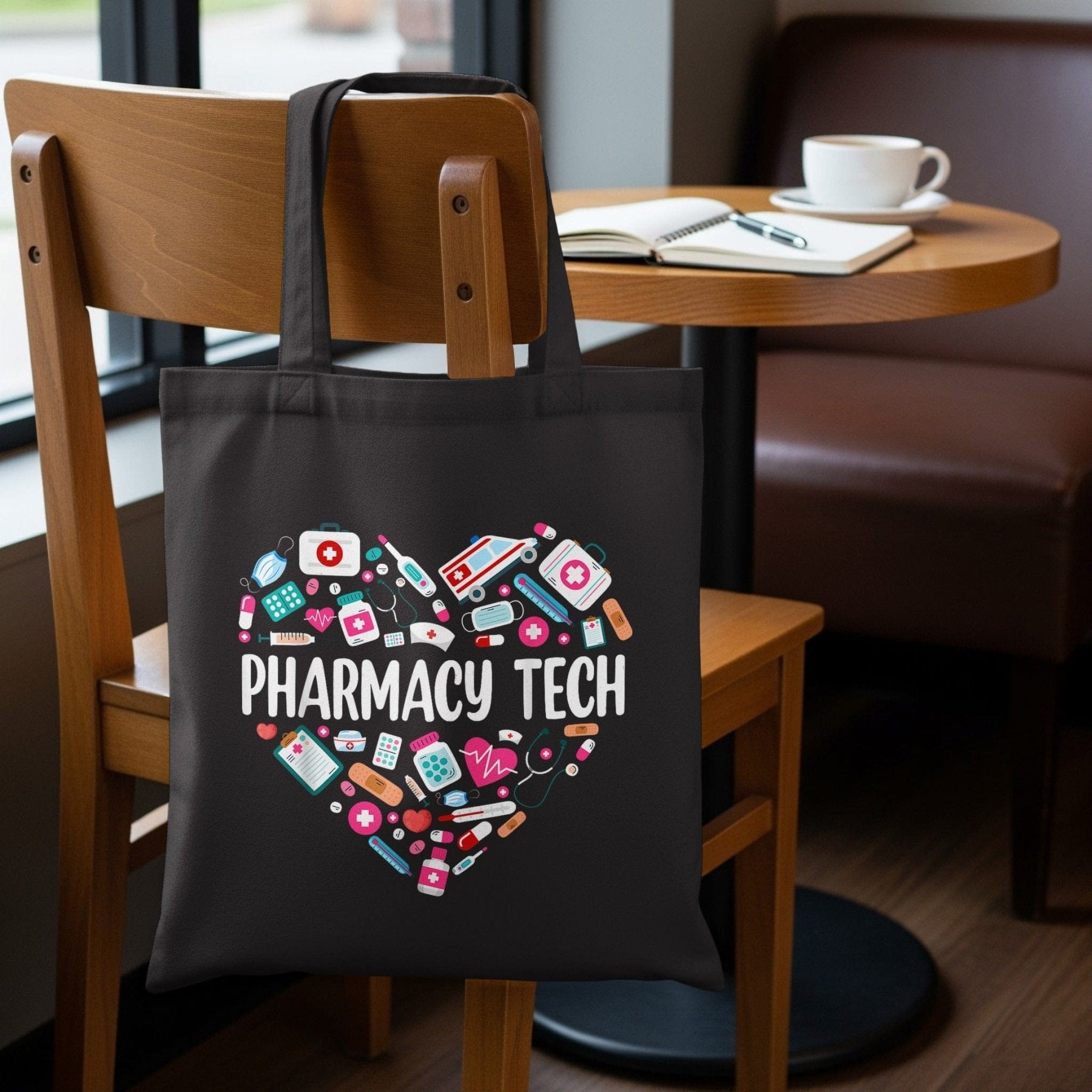 Pharmacy Tech Heart Tote Bag - Adverse Reactions - Pharmacy Apparel for Pharmacists, Techs & Students