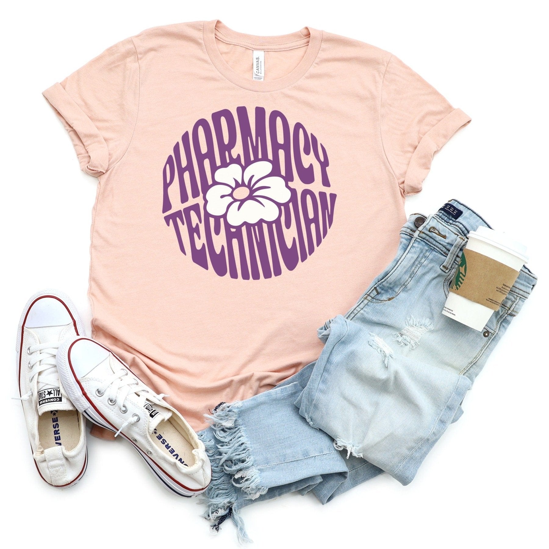 Pharmacy Technician Flower Tee - Adverse Reactions - Pharmacy Apparel for Pharmacists, Techs & Students