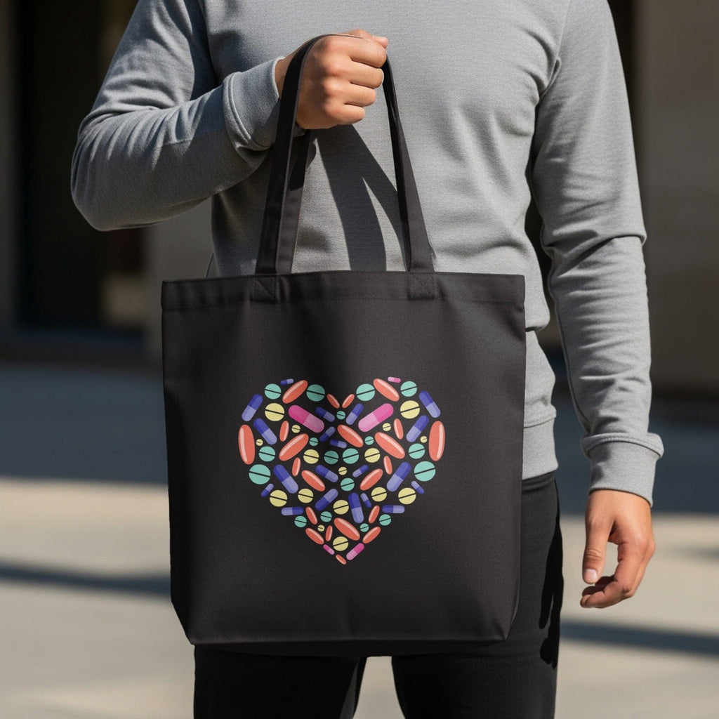 Pill Heart Tote Bag - Adverse Reactions - Pharmacy Apparel for Pharmacists, Techs & Students