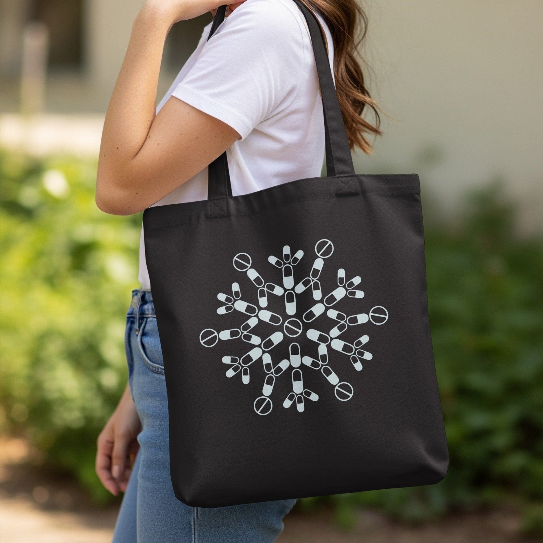 Pill Snowflake Tote Bag - Pharmacy Apparel for Pharmacists, Techs & Students