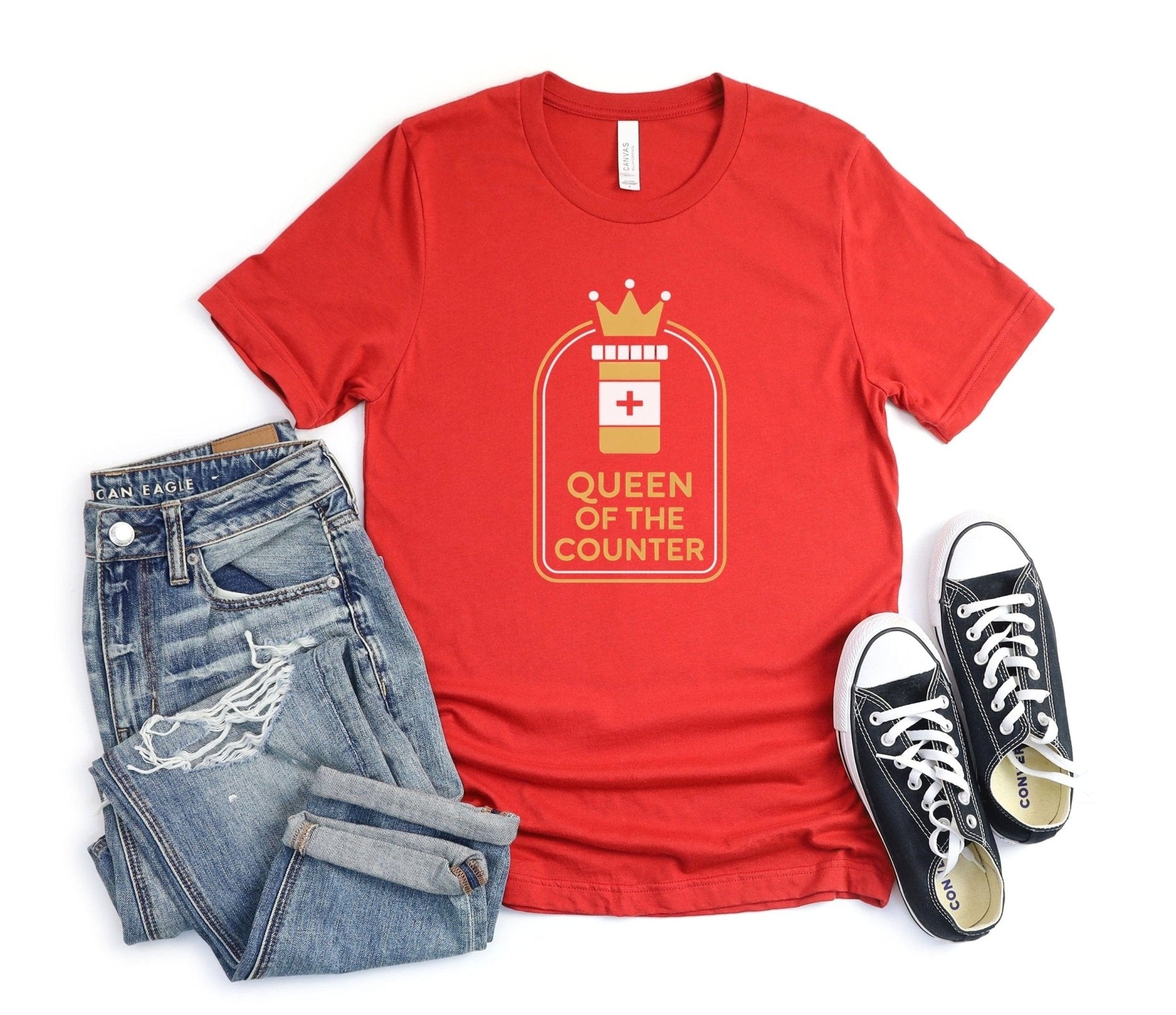 Queen of the Counter Tee - Adverse Reactions - Pharmacy Apparel for Pharmacists, Techs & Students