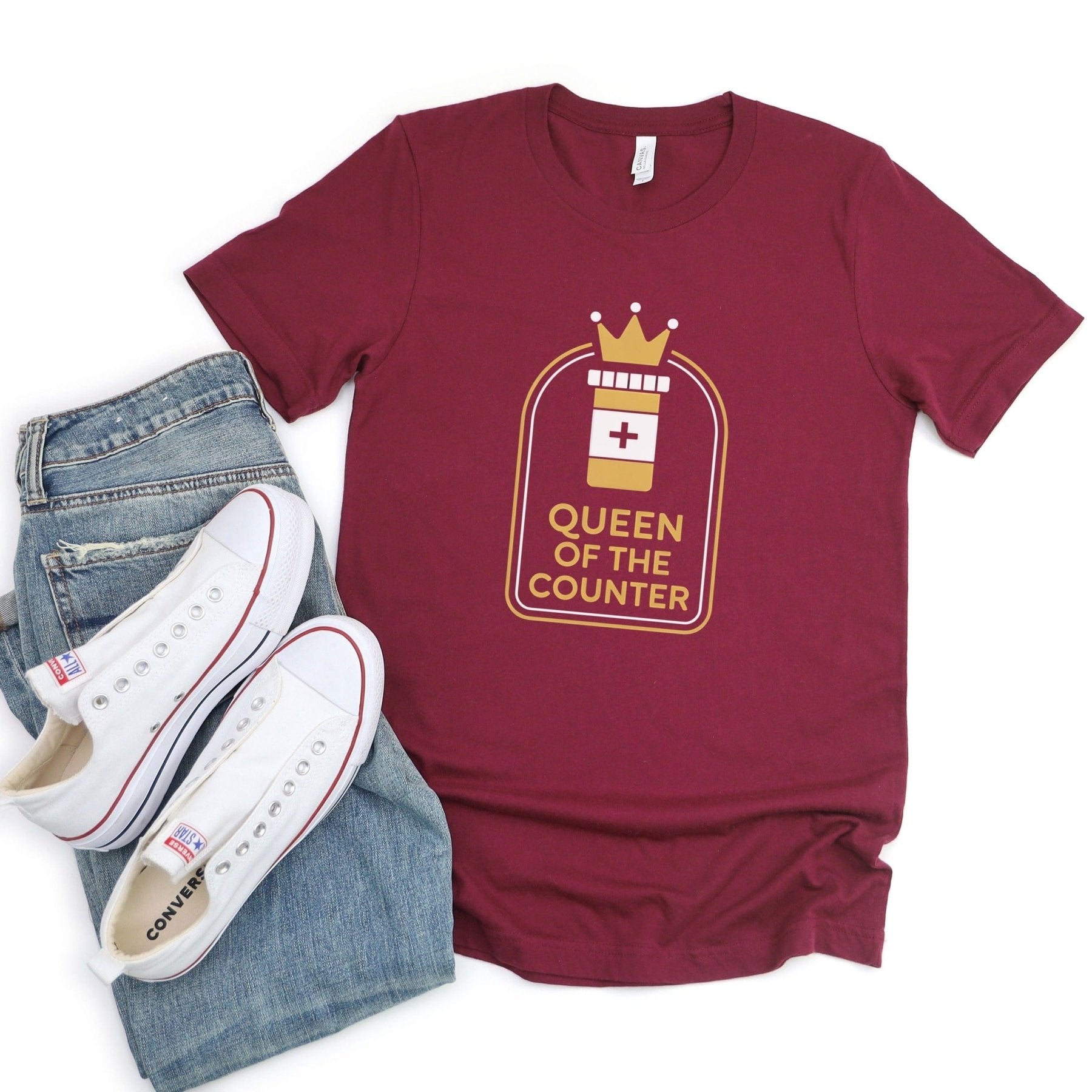 Queen of the Counter Tee - Adverse Reactions - Pharmacy Apparel for Pharmacists, Techs & Students