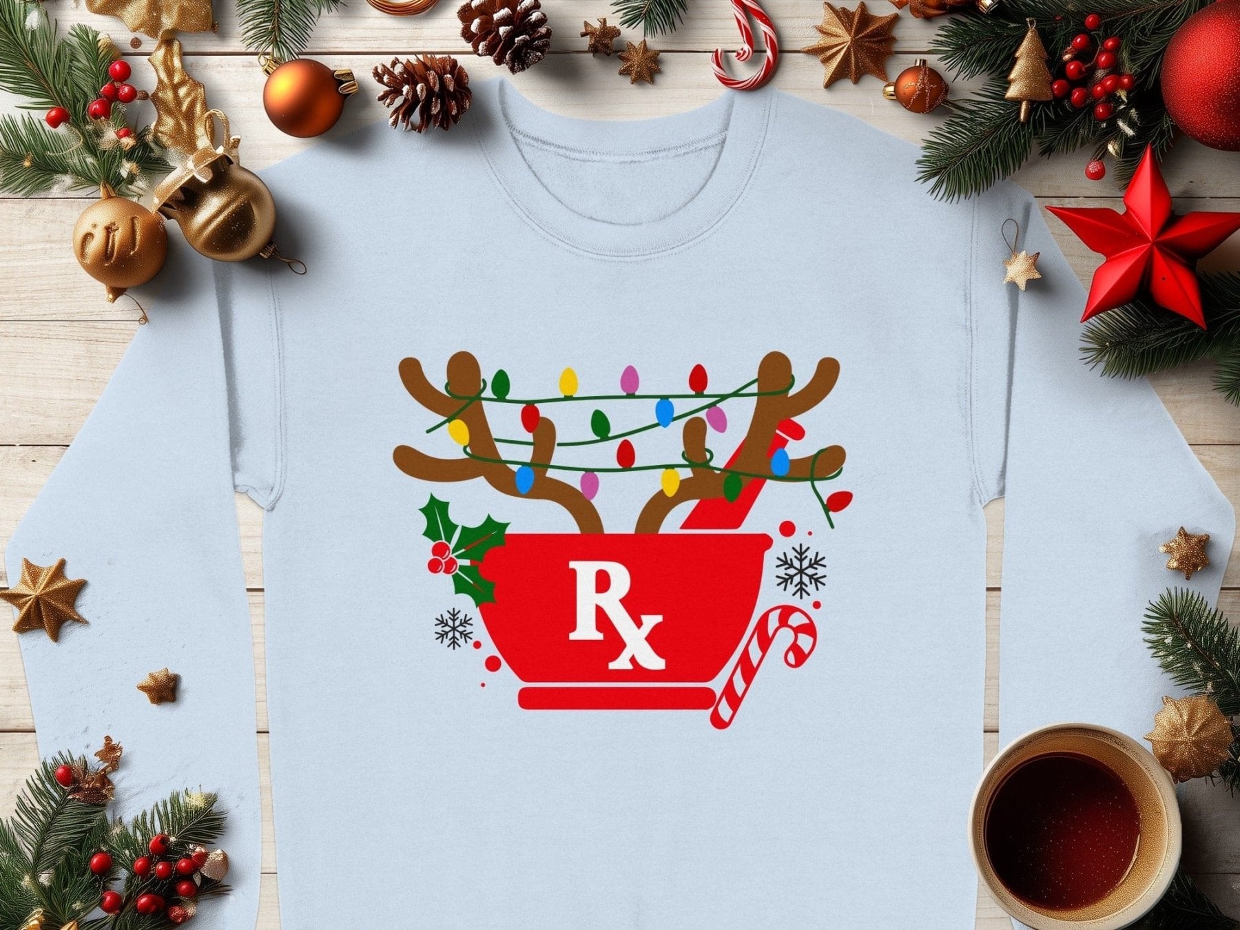 Reindeer Rx Christmas Sweatshirt - Adverse Reactions - Pharmacy Apparel for Pharmacists, Techs & Students