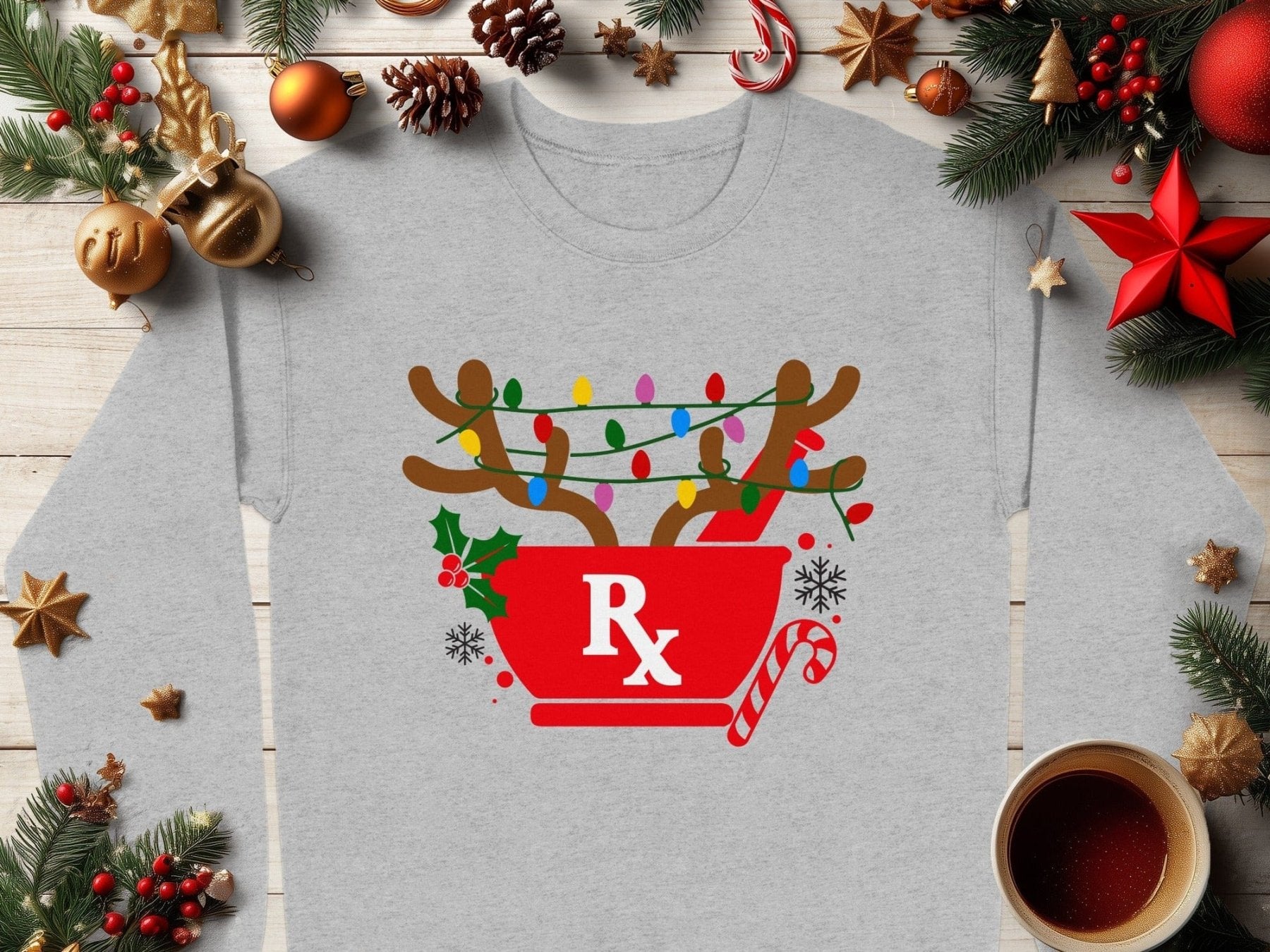 Reindeer Rx Christmas Sweatshirt - Adverse Reactions - Pharmacy Apparel for Pharmacists, Techs & Students