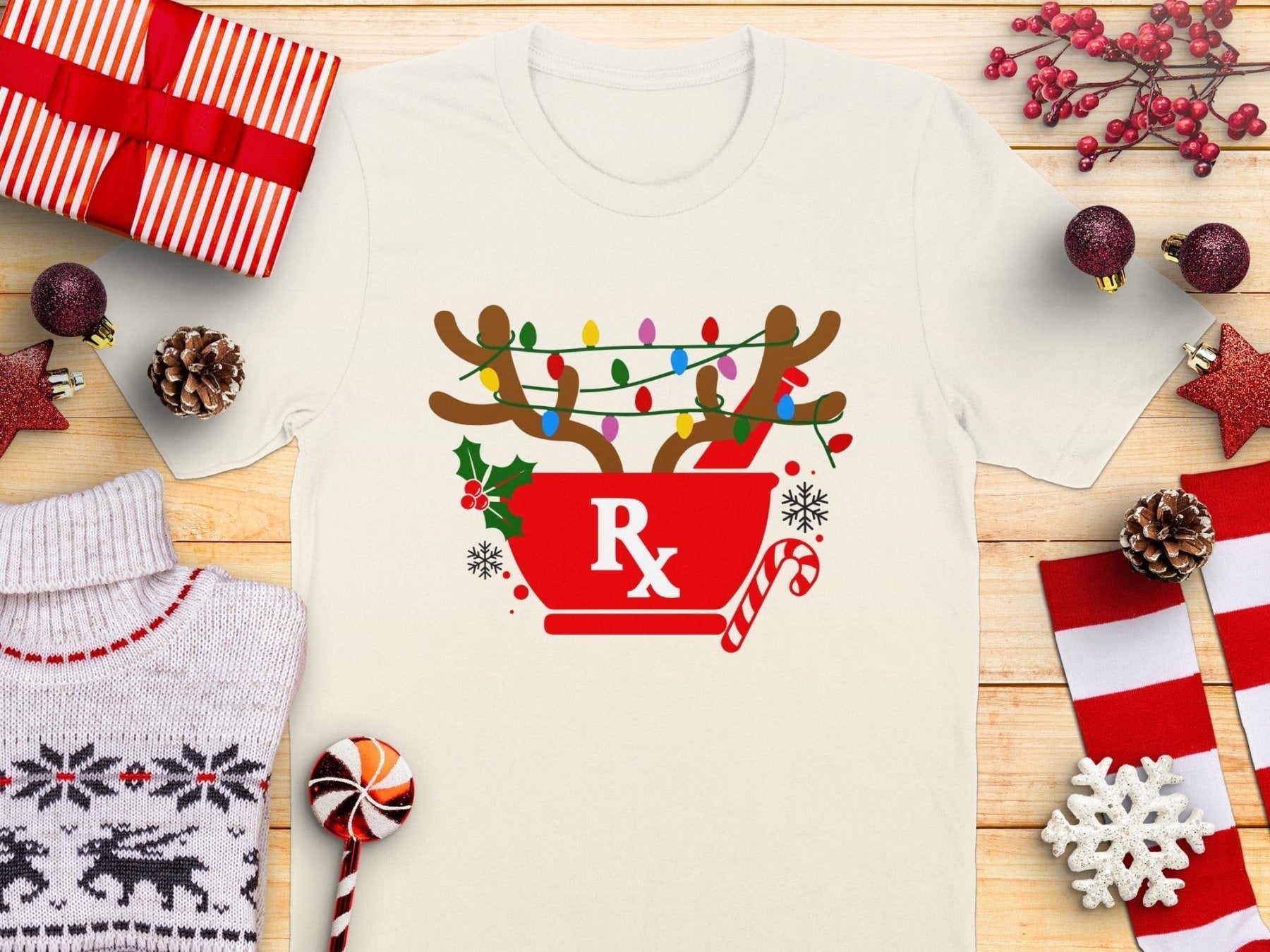 Reindeer Rx Tee - Adverse Reactions - Pharmacy Apparel for Pharmacists, Techs & Students