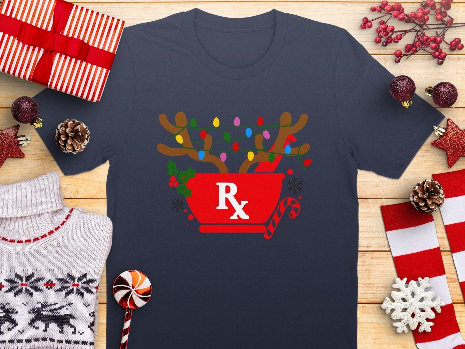 Reindeer Rx Tee - Adverse Reactions - Pharmacy Apparel for Pharmacists, Techs & Students