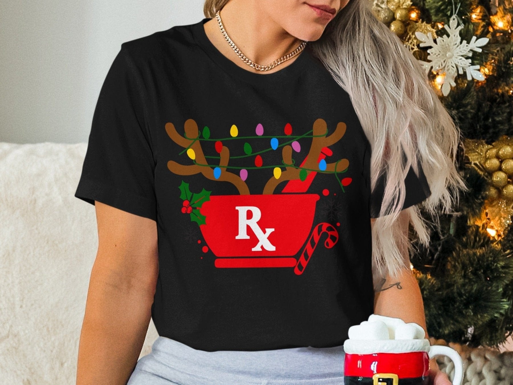 Reindeer Rx Tee - Adverse Reactions - Pharmacy Apparel for Pharmacists, Techs & Students