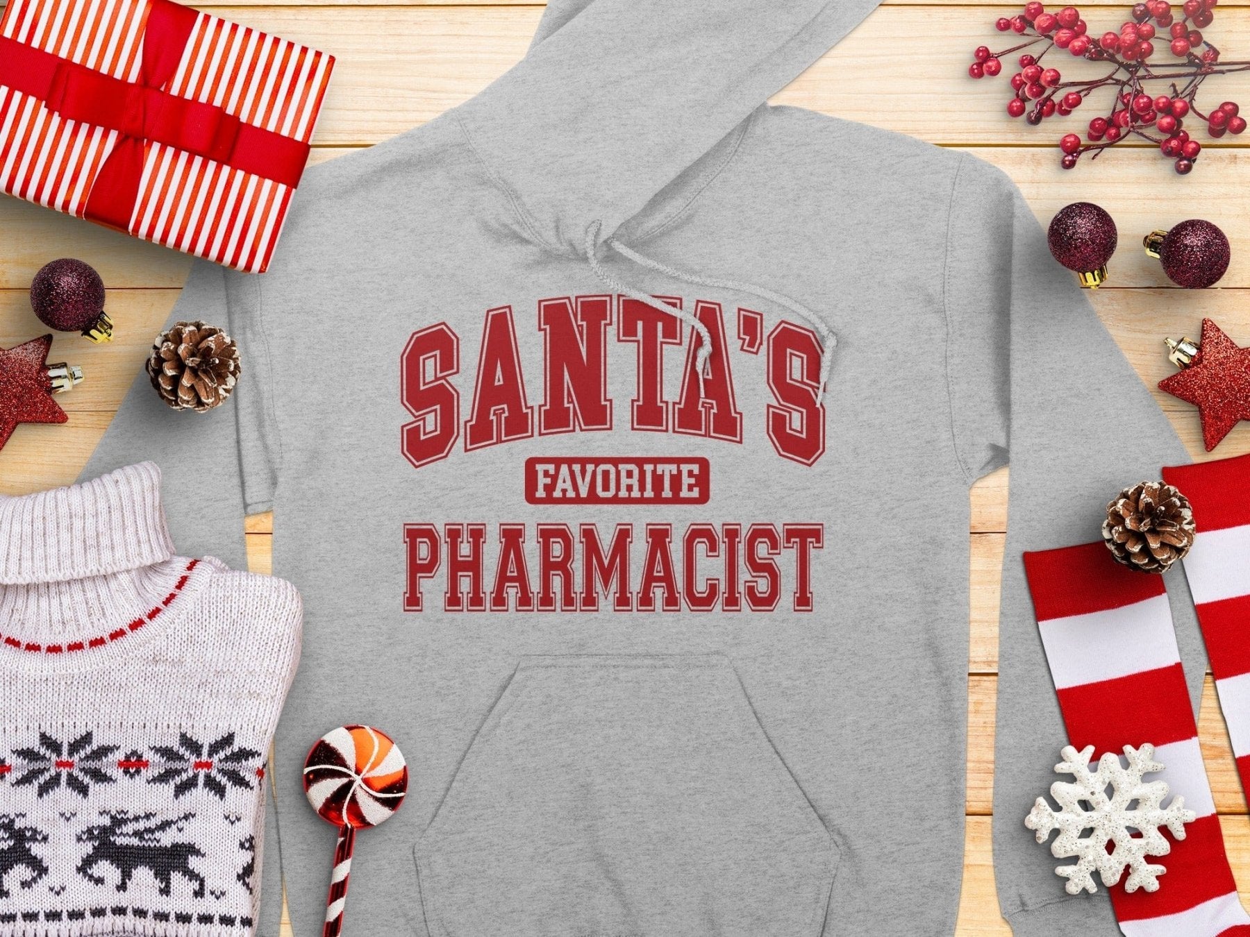Santa’s Favorite Pharmacist Hoodie v1 - Adverse Reactions - Pharmacy Apparel for Pharmacists, Techs & Students