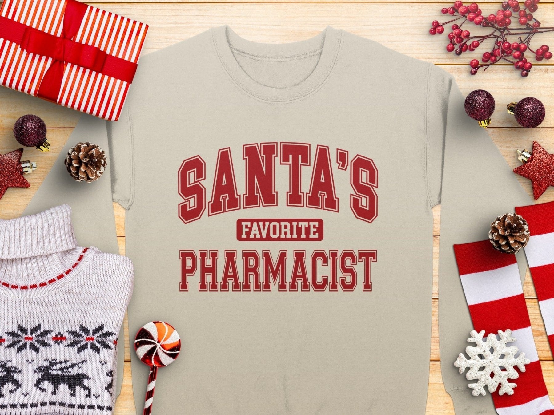 Santa’s Favorite Pharmacist Sweatshirt v1 - Adverse Reactions - Pharmacy Apparel for Pharmacists, Techs & Students