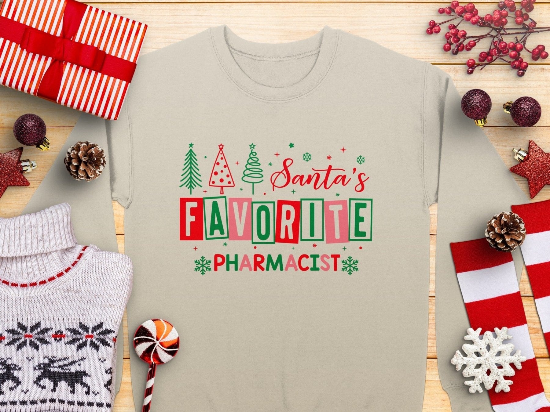 Santa’s Favorite Pharmacist Sweatshirt v2 - Pharmacy Apparel for Pharmacists, Techs & Students