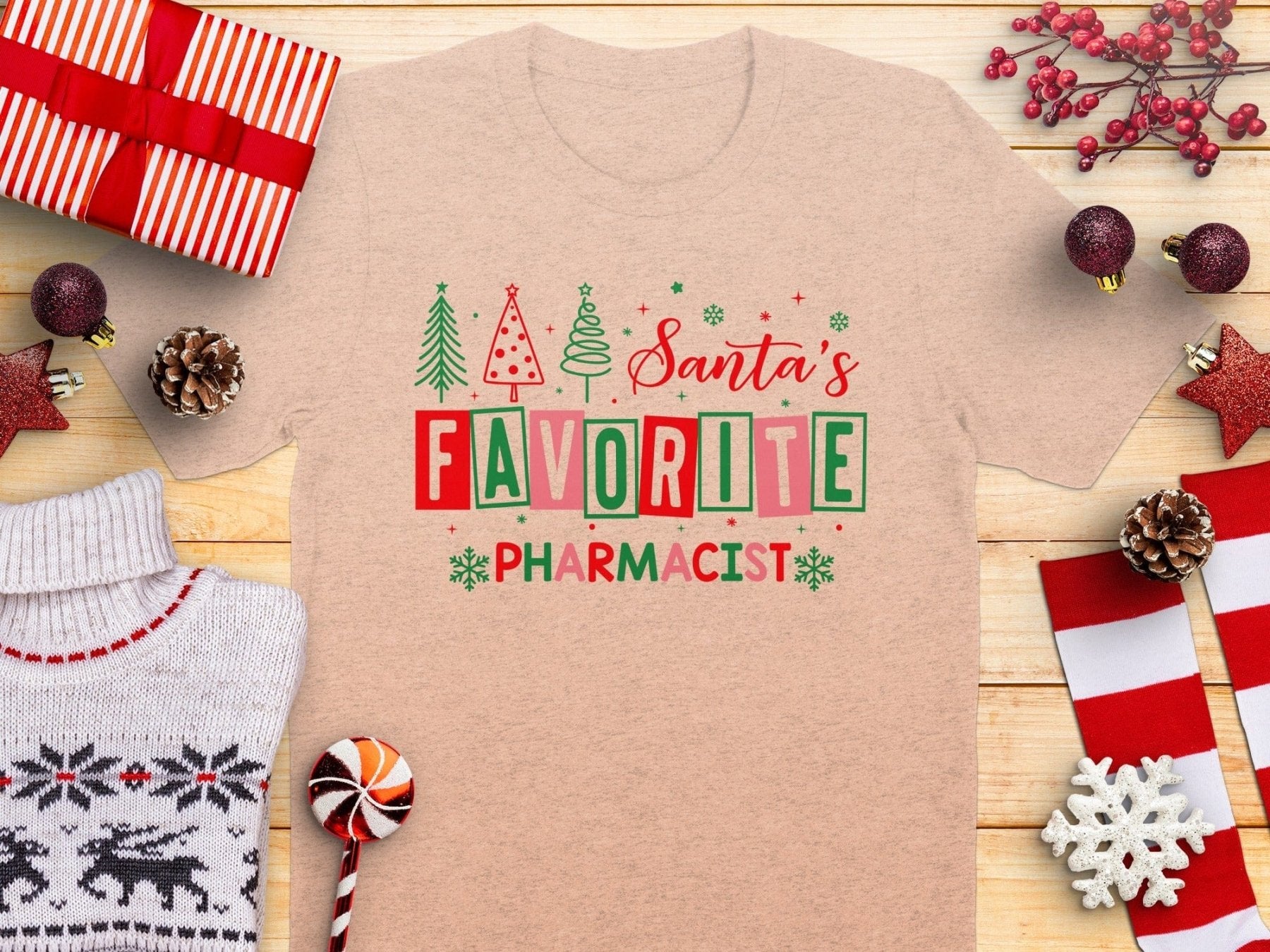 Santa’s Favorite Pharmacist Tee v2 - Adverse Reactions - Pharmacy Apparel for Pharmacists, Techs & Students