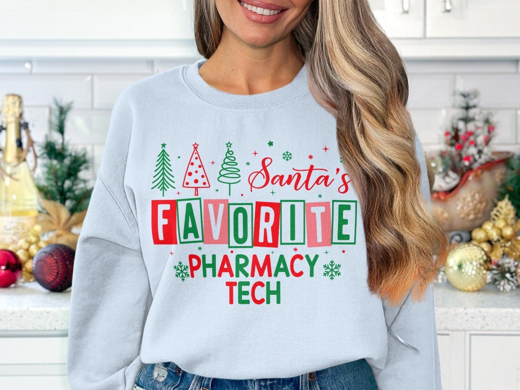 Santa’s Favorite Pharmacy Tech Sweatshirt v2 - Adverse Reactions - Pharmacy Apparel for Pharmacists, Techs & Students