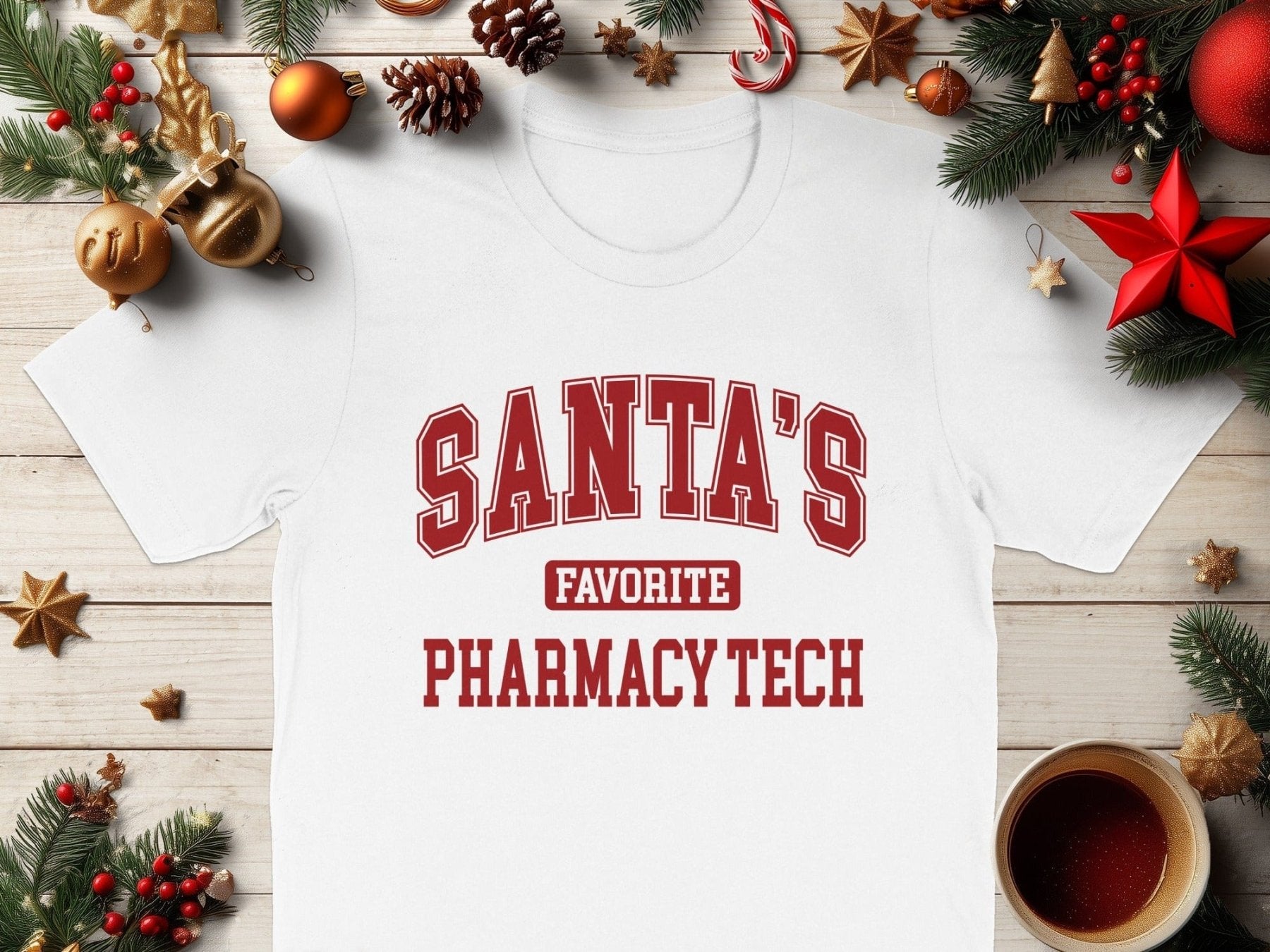 Santa’s Favorite Pharmacy Tech Tee v1 - Adverse Reactions - Pharmacy Apparel for Pharmacists, Techs & Students