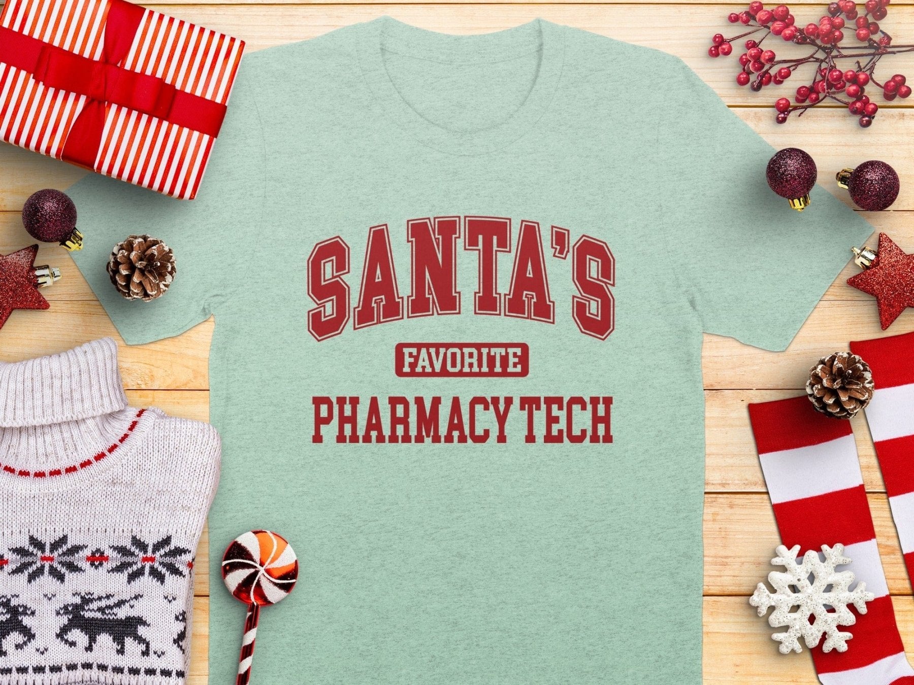 Santa’s Favorite Pharmacy Tech Tee v1 - Adverse Reactions - Pharmacy Apparel for Pharmacists, Techs & Students