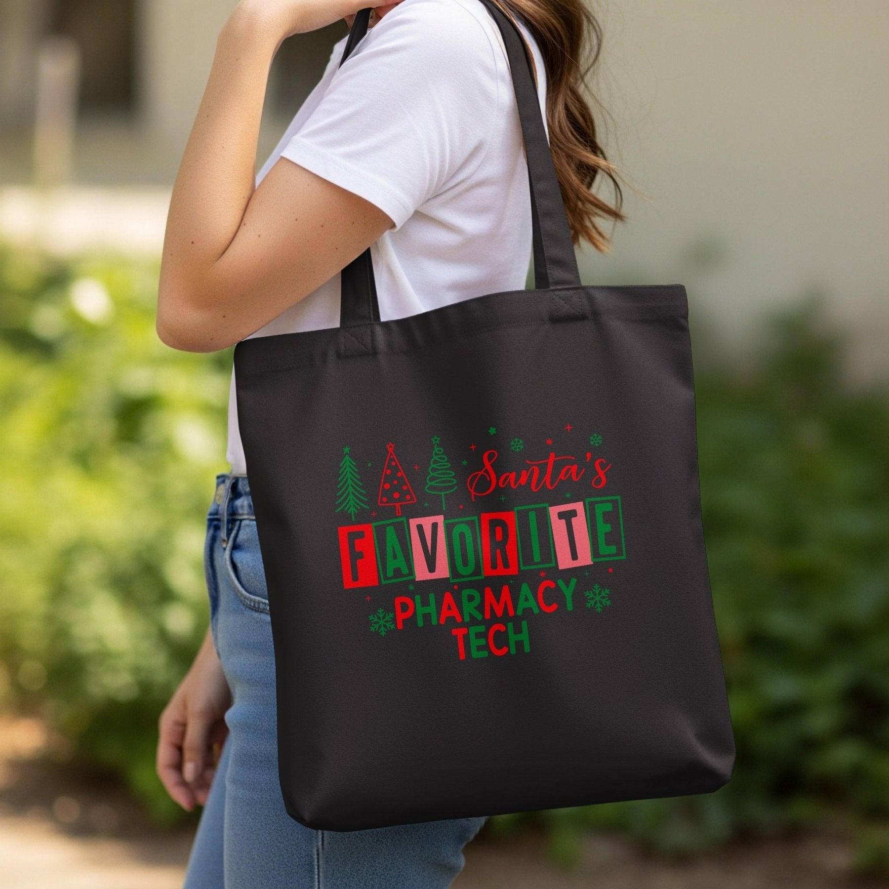 Santa’s Favorite Pharmacy Tech Tote Bag - Pharmacy Apparel for Pharmacists, Techs & Students