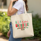 Santa’s Favorite Pharmacy Tech Tote Bag - Pharmacy Apparel for Pharmacists, Techs & Students