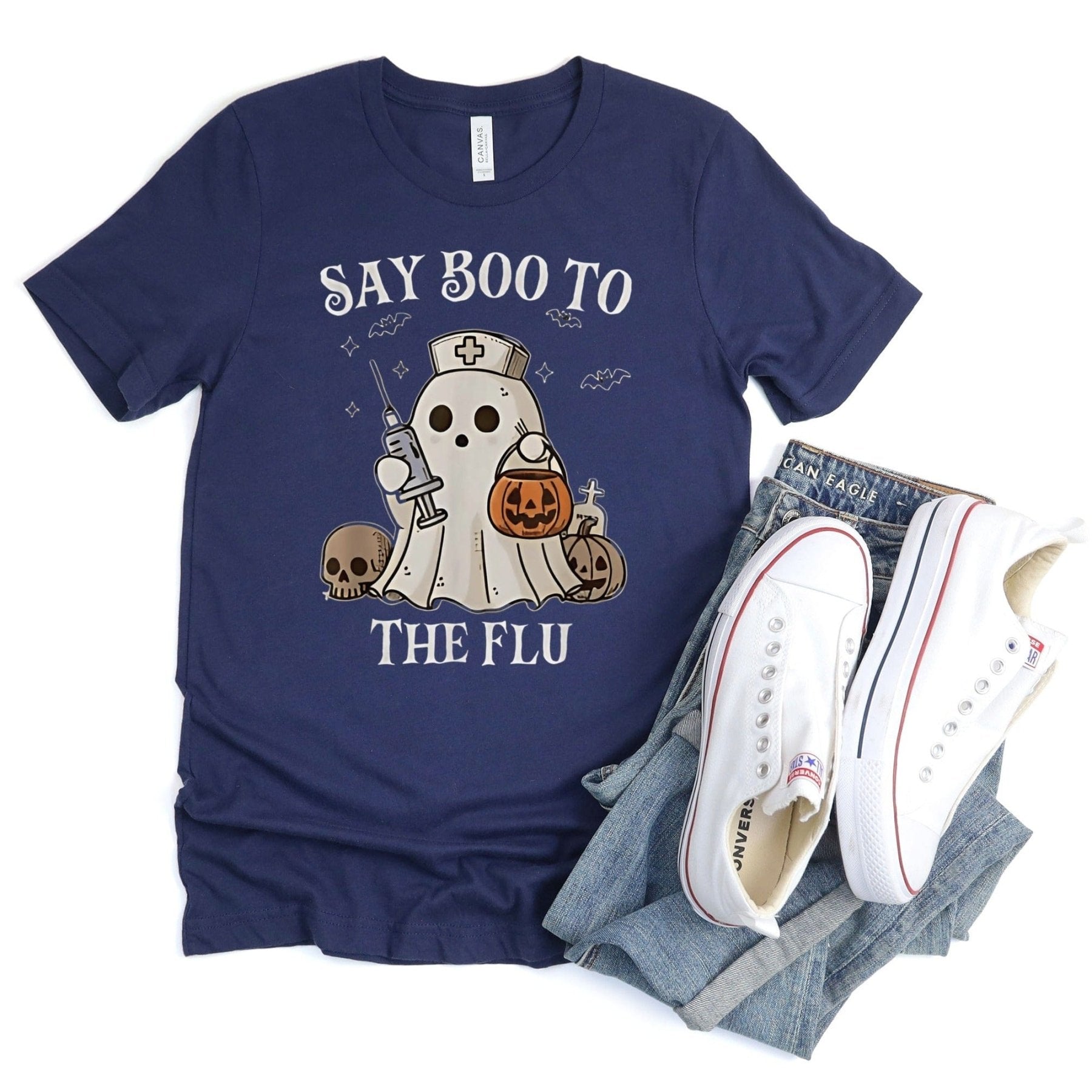 Say Boo to the Flu Tee - Adverse Reactions - Pharmacy Apparel for Pharmacists, Techs & Students