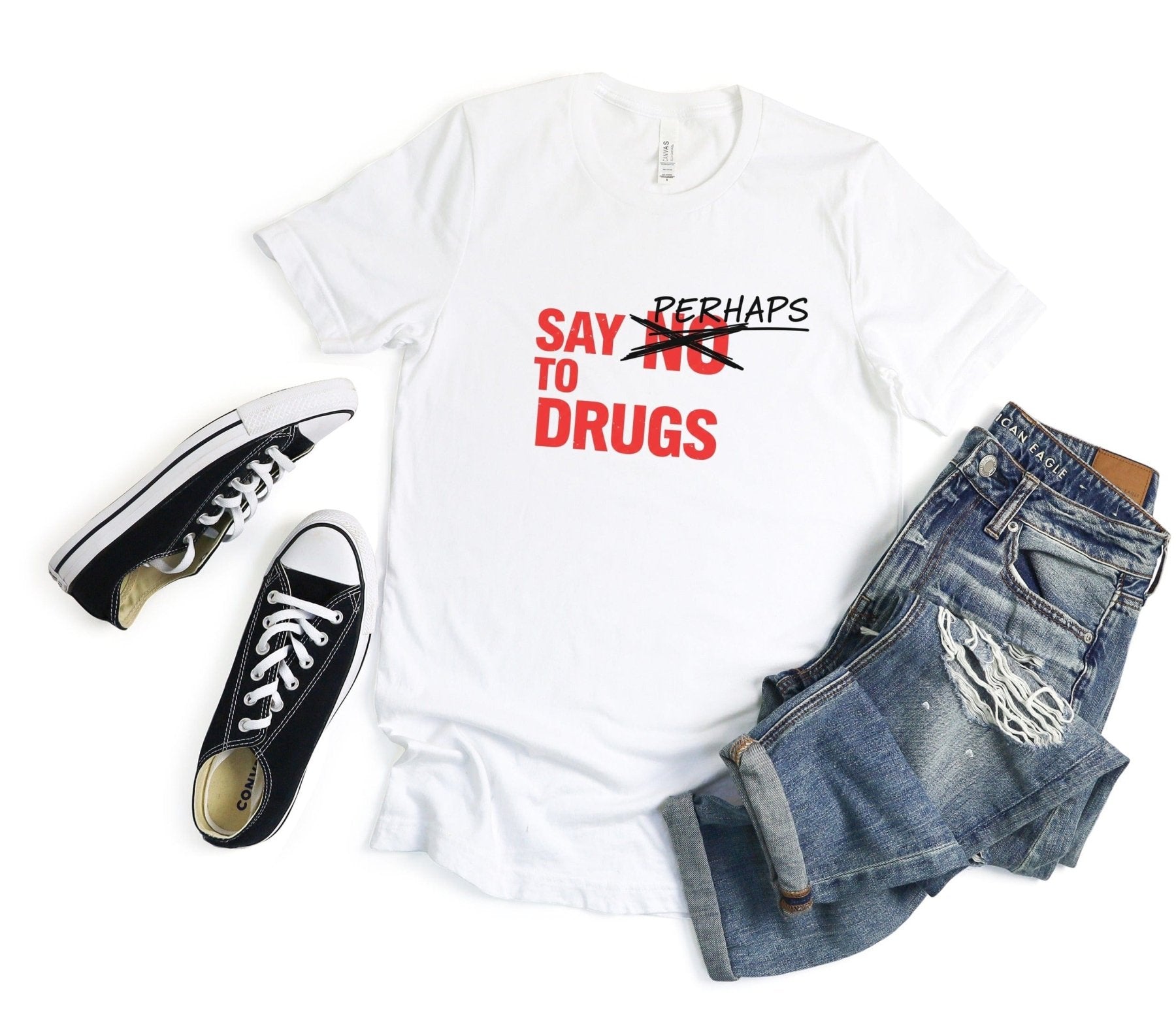 Say Perhaps to Drugs Tee - Adverse Reactions - Pharmacy Apparel for Pharmacists, Techs & Students