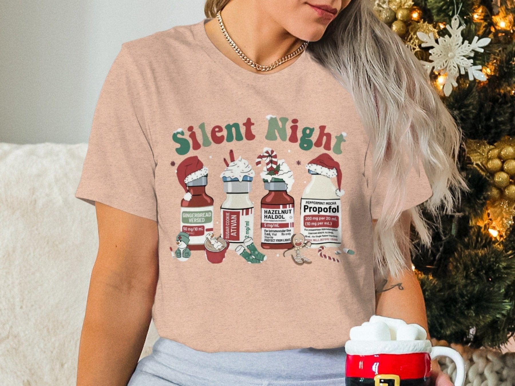 Silent Night Pharmacy Christmas Tee - Pharmacy Apparel for Pharmacists, Techs & Students