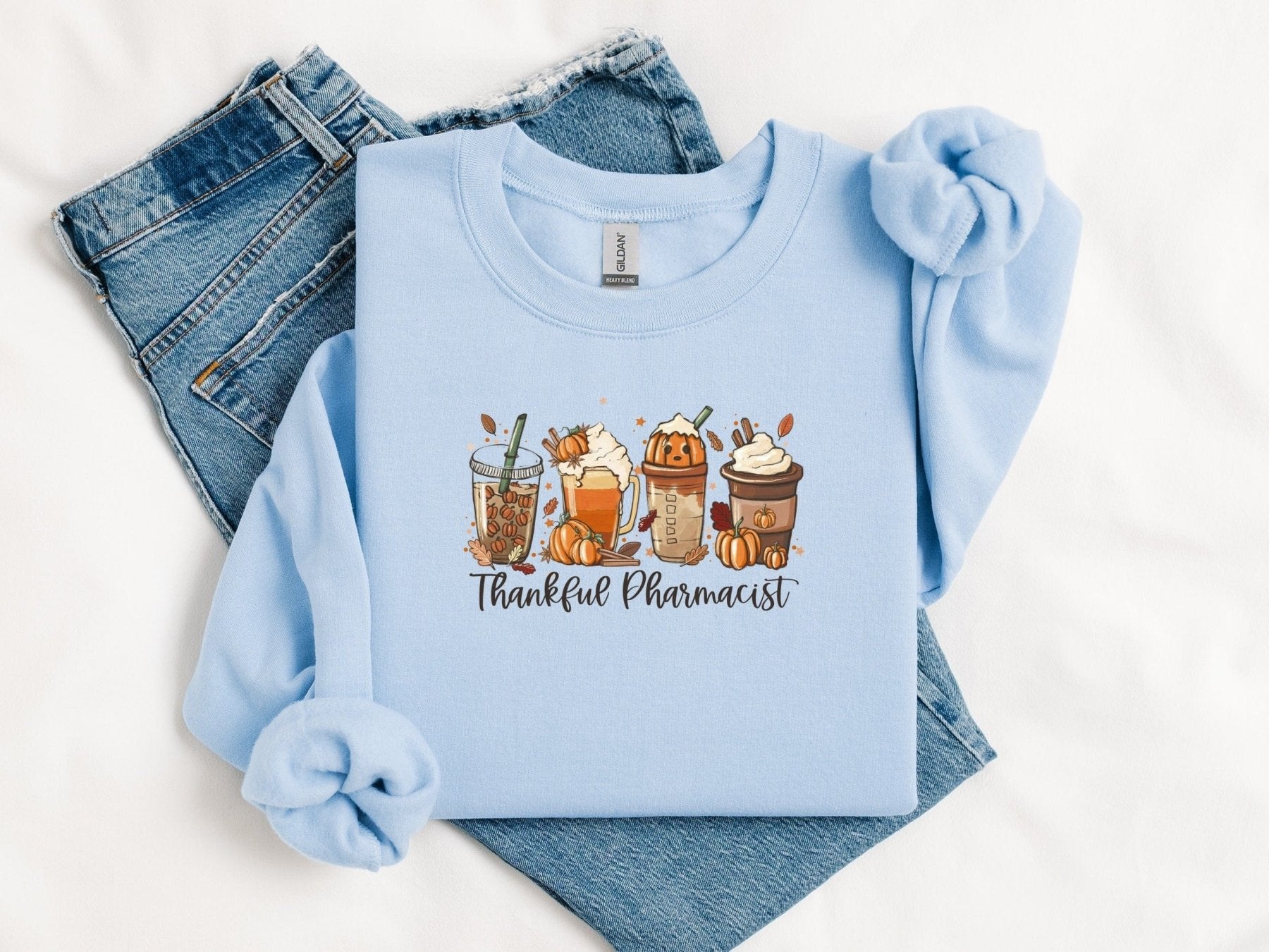 Thankful Pharmacist Fall Drinks Sweatshirt - Adverse Reactions - Pharmacy Apparel for Pharmacists, Techs & Students