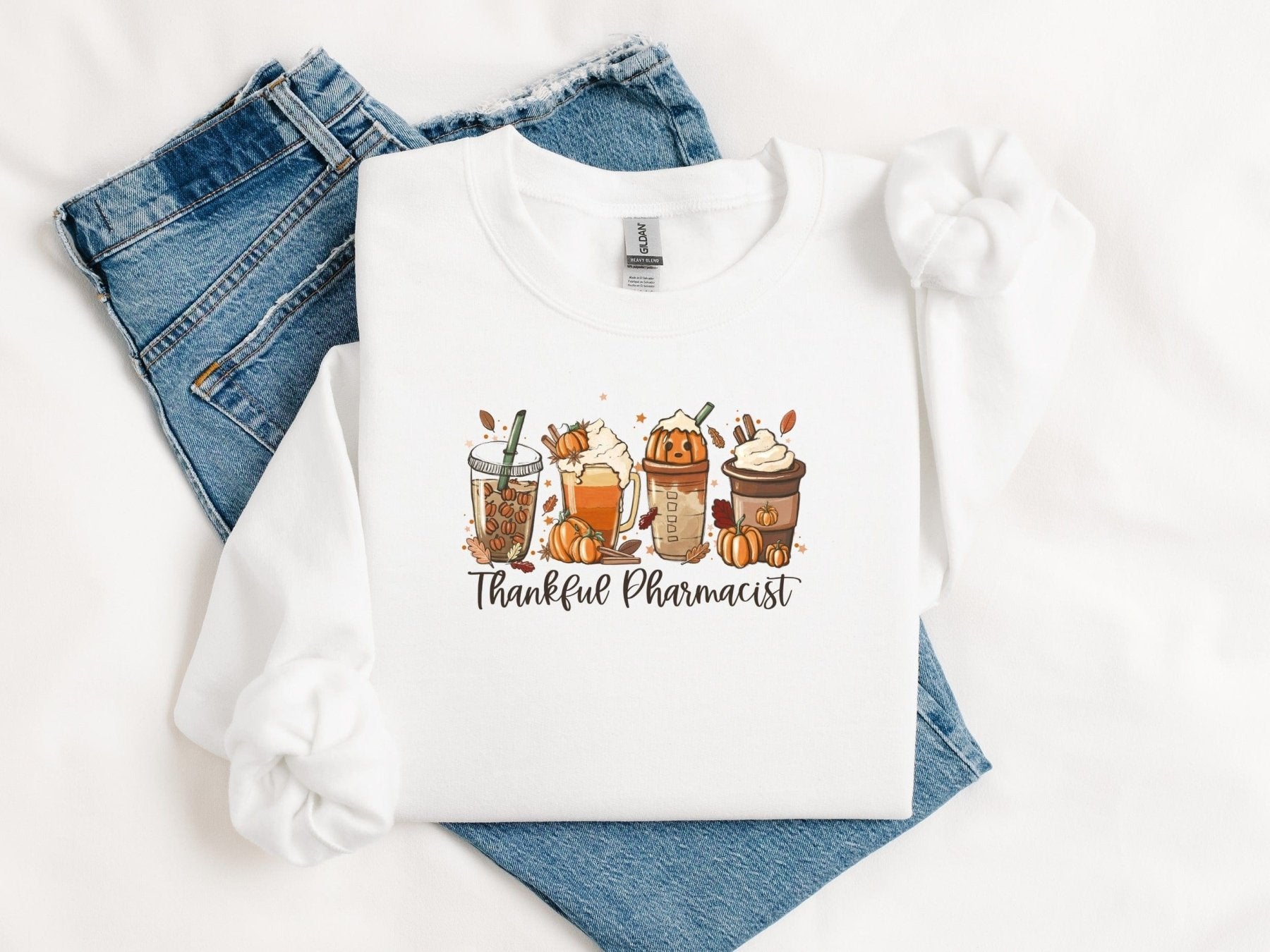 Thankful Pharmacist Fall Drinks Sweatshirt - Adverse Reactions - Pharmacy Apparel for Pharmacists, Techs & Students