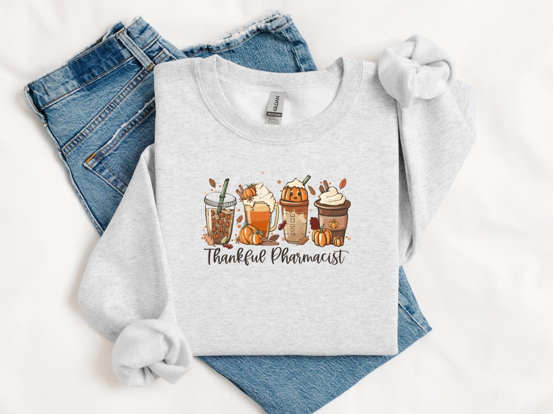 Thankful Pharmacist Fall Drinks Sweatshirt - Adverse Reactions - Pharmacy Apparel for Pharmacists, Techs & Students