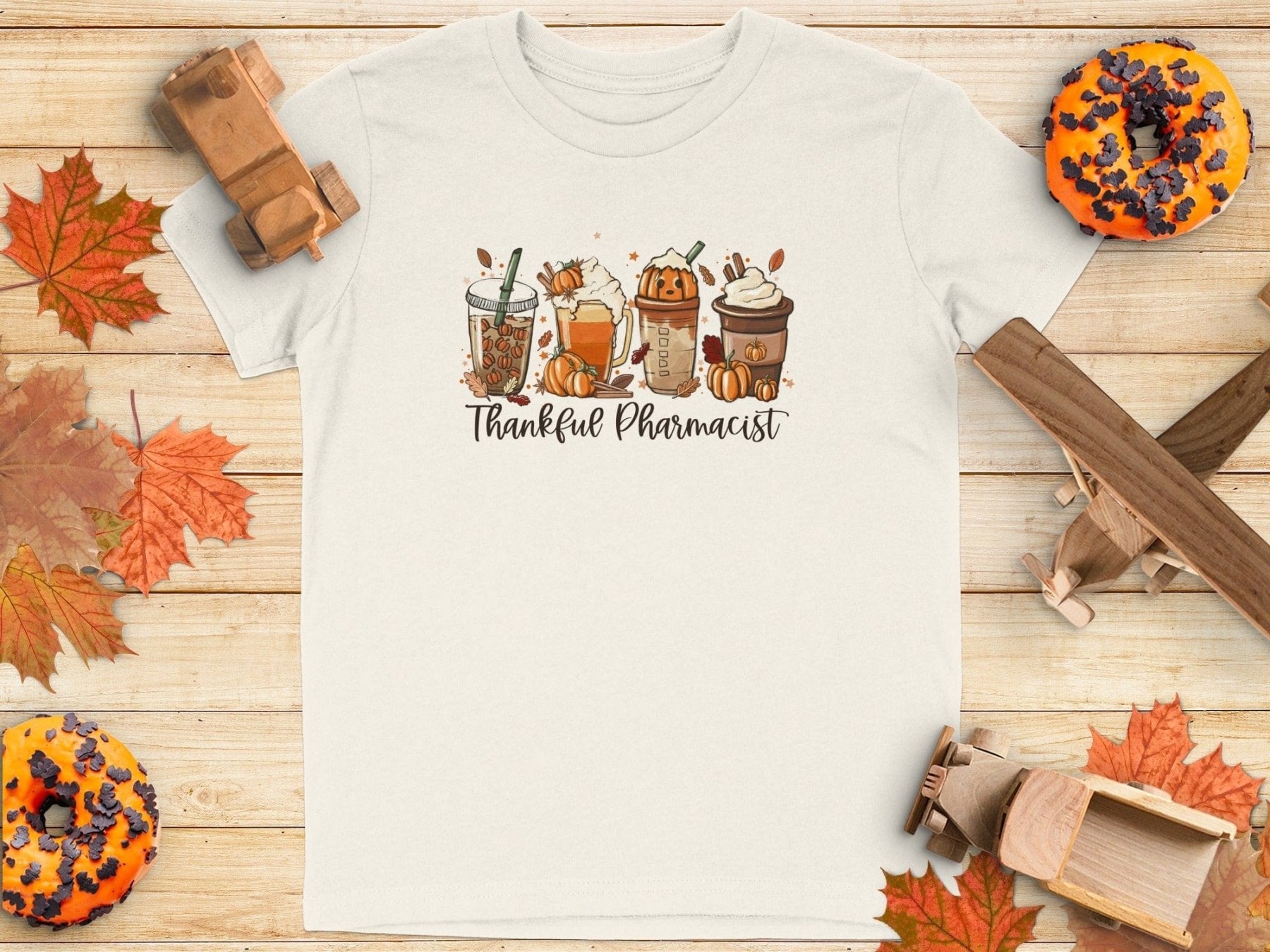 Thankful Pharmacist Fall Drinks Tee - Adverse Reactions - Pharmacy Apparel for Pharmacists, Techs & Students