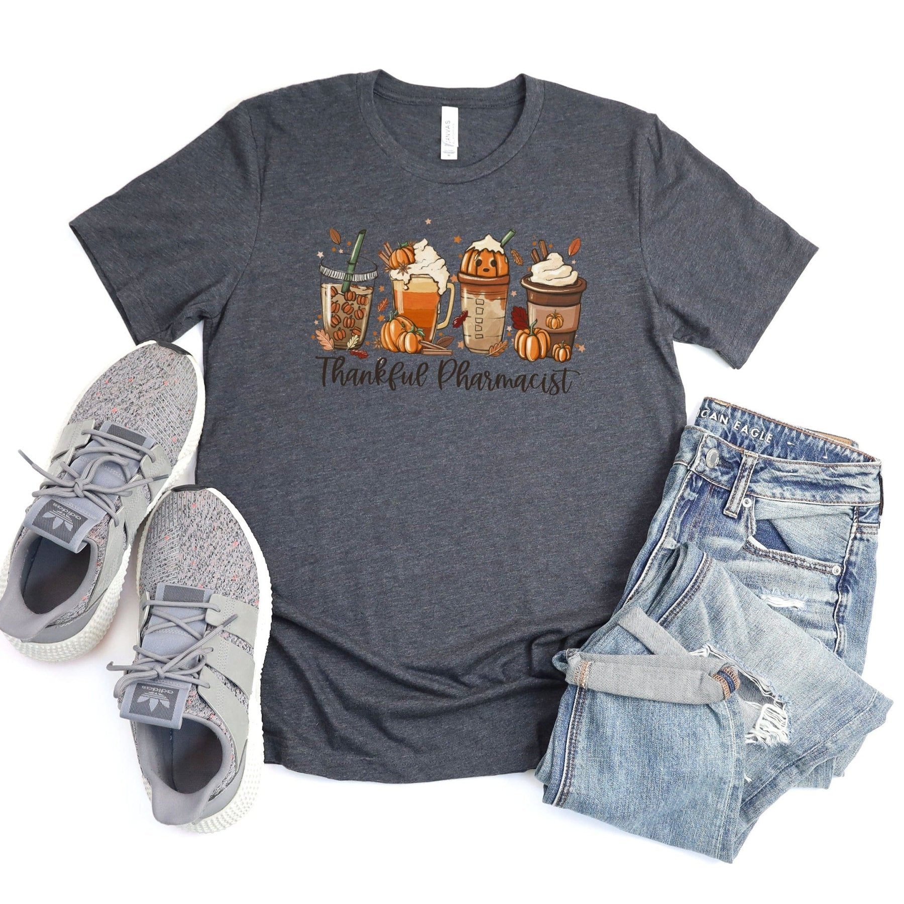 Thankful Pharmacist Fall Drinks Tee - Adverse Reactions - Pharmacy Apparel for Pharmacists, Techs & Students