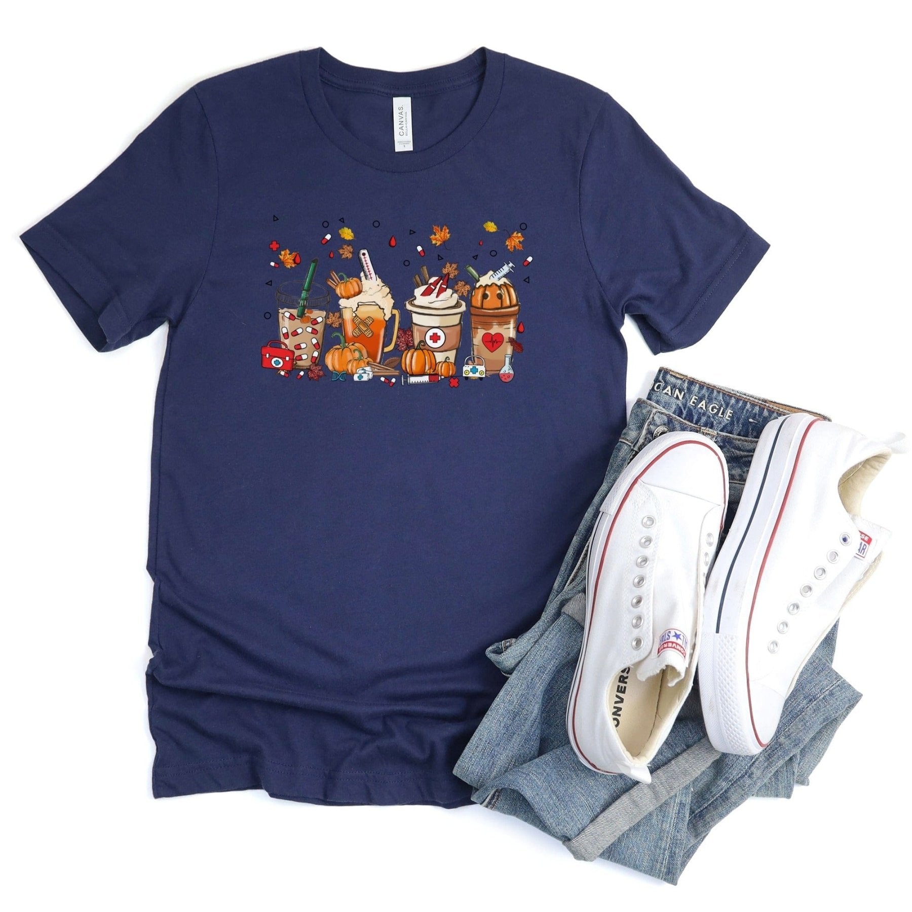 Thankful Pharmacy Fall Drinks Tee - Adverse Reactions - Pharmacy Apparel for Pharmacists, Techs & Students