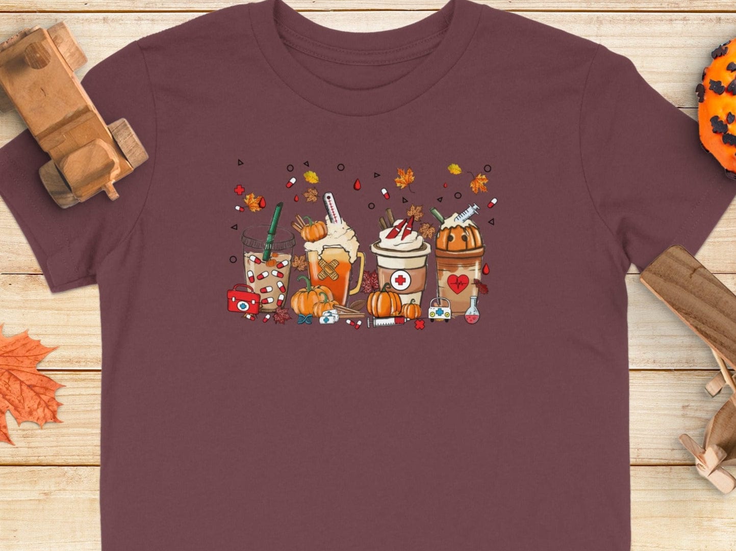 Thankful Pharmacy Fall Drinks Tee - Adverse Reactions - Pharmacy Apparel for Pharmacists, Techs & Students